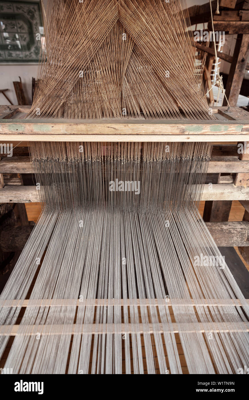 historical industrial weaving loom, textile museum at Laichingen