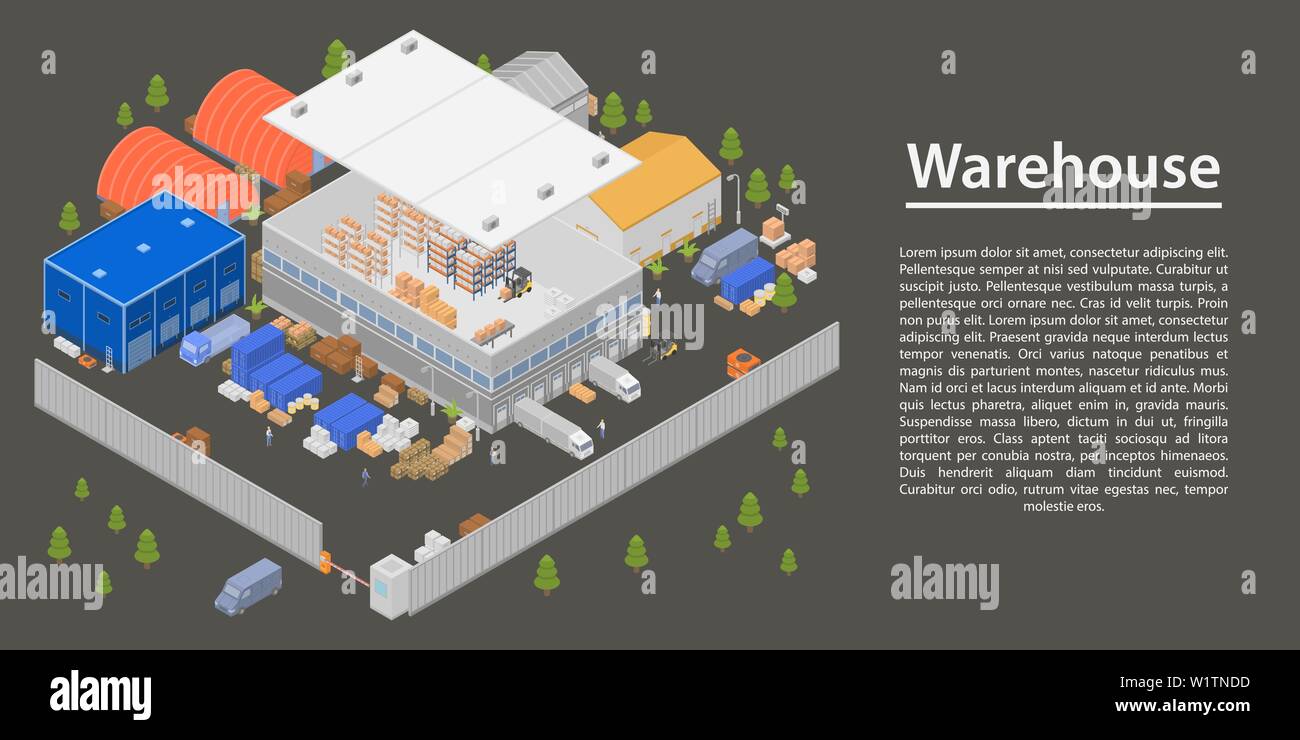 Modern warehouse concept banner, isometric style Stock Vector Image ...