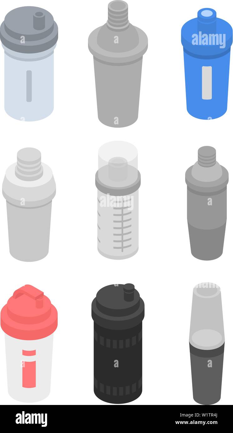 Shaker icons set, isometric style Stock Vector