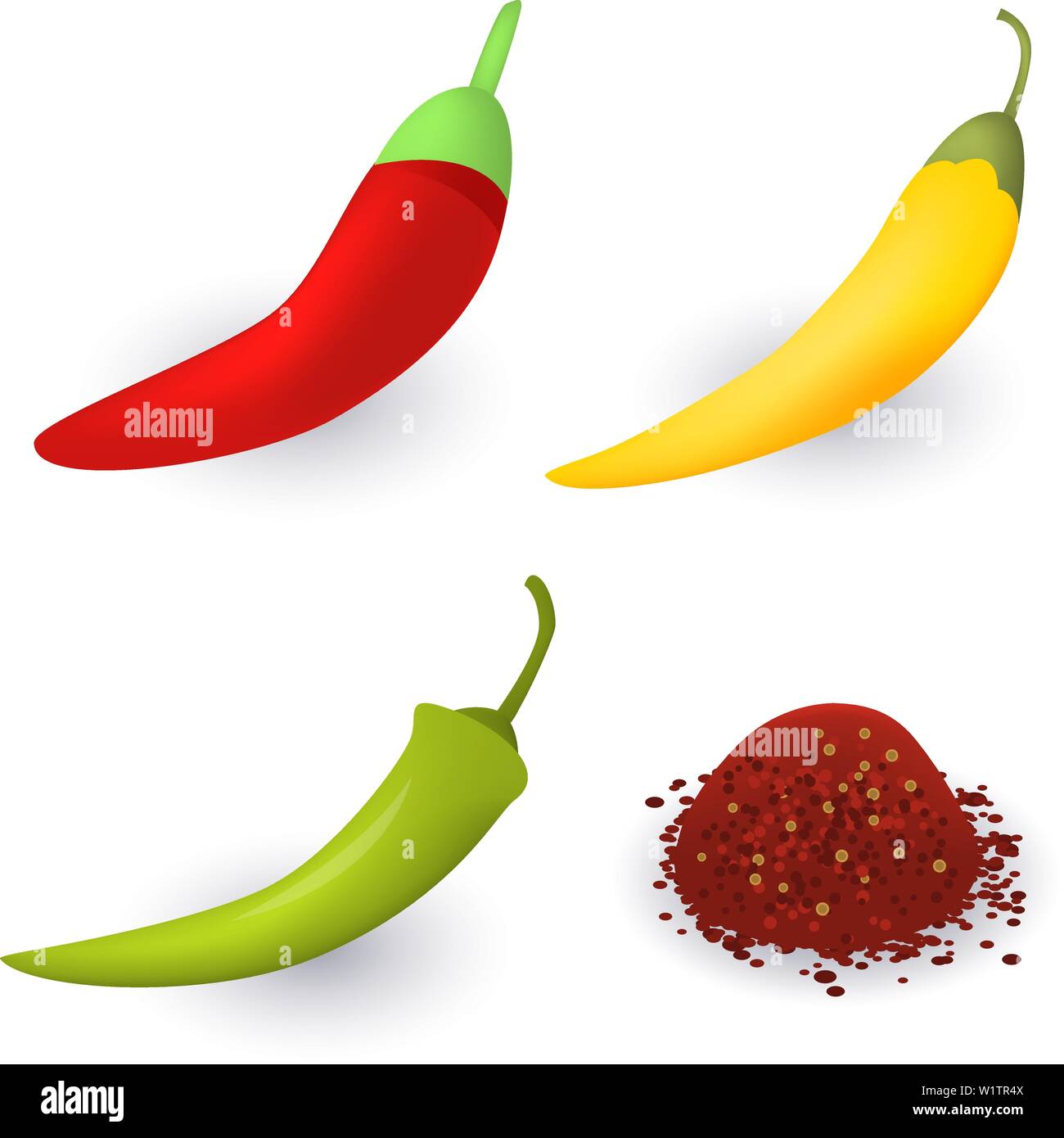 Chili icons set, isometric style Stock Vector