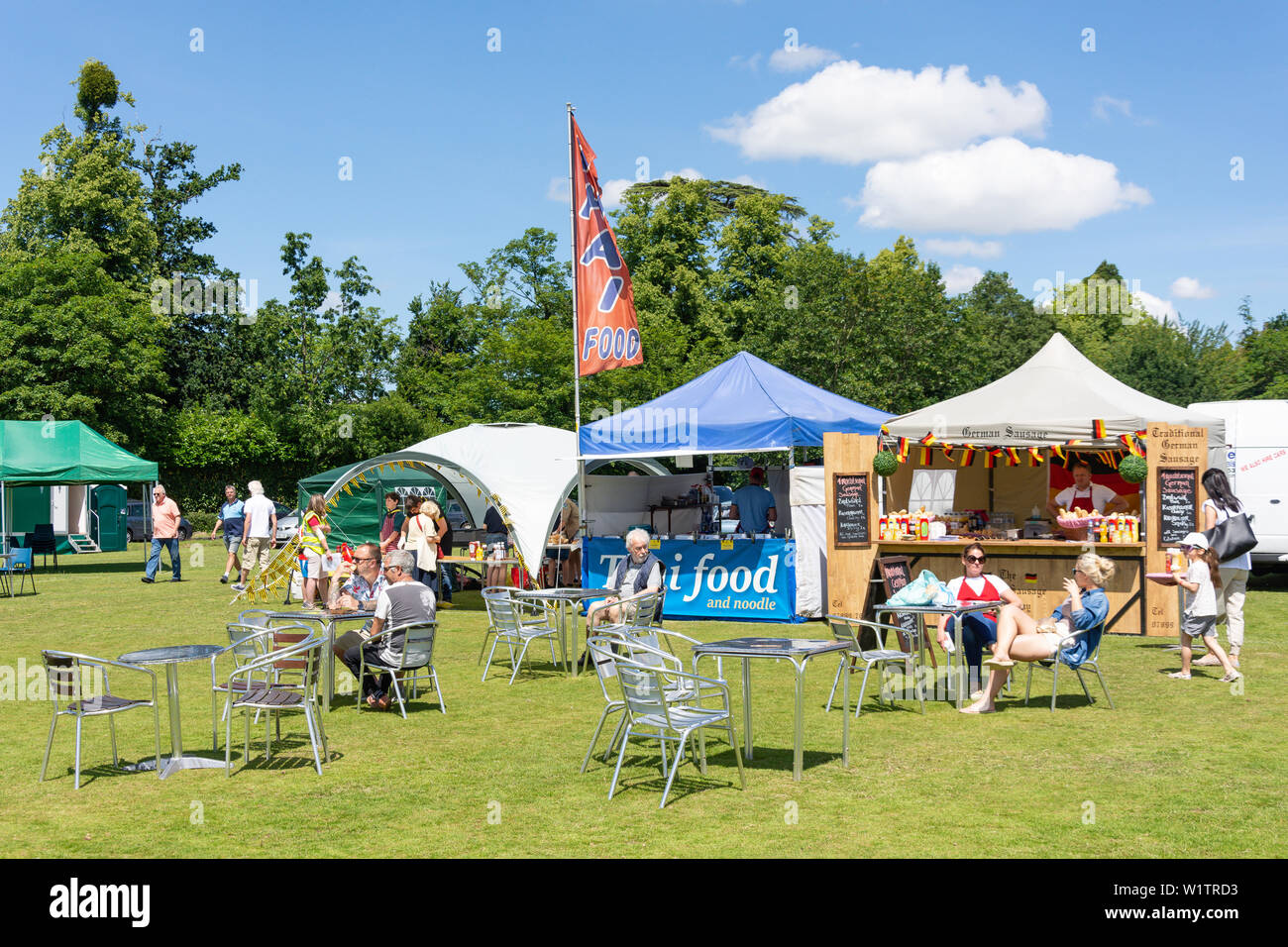 Food stalls, Englefield Green Village Fair on The Green, Englefield