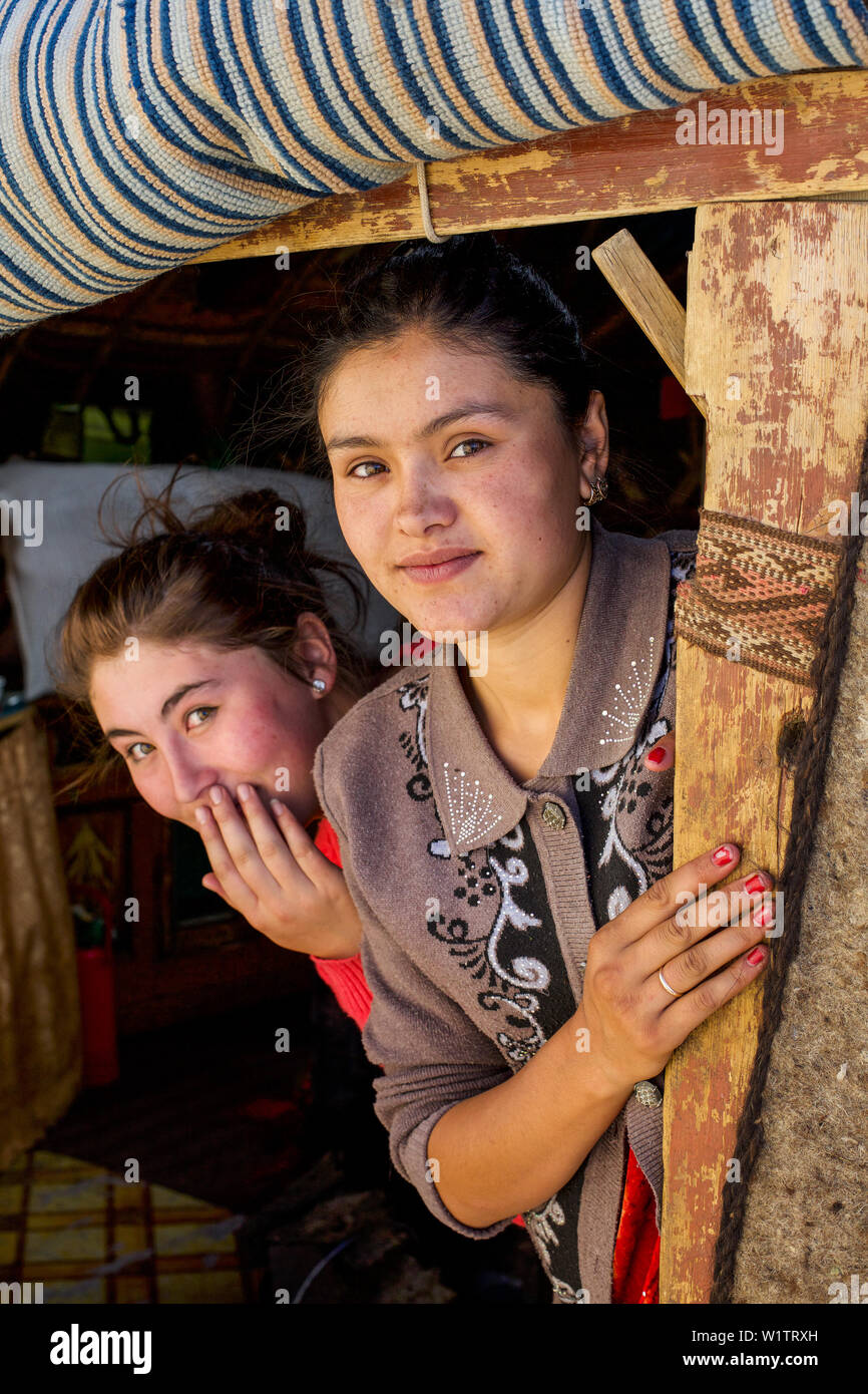 Pamiri girls in Bulunkul, Tajikistan, Asia Stock Photo Alamy