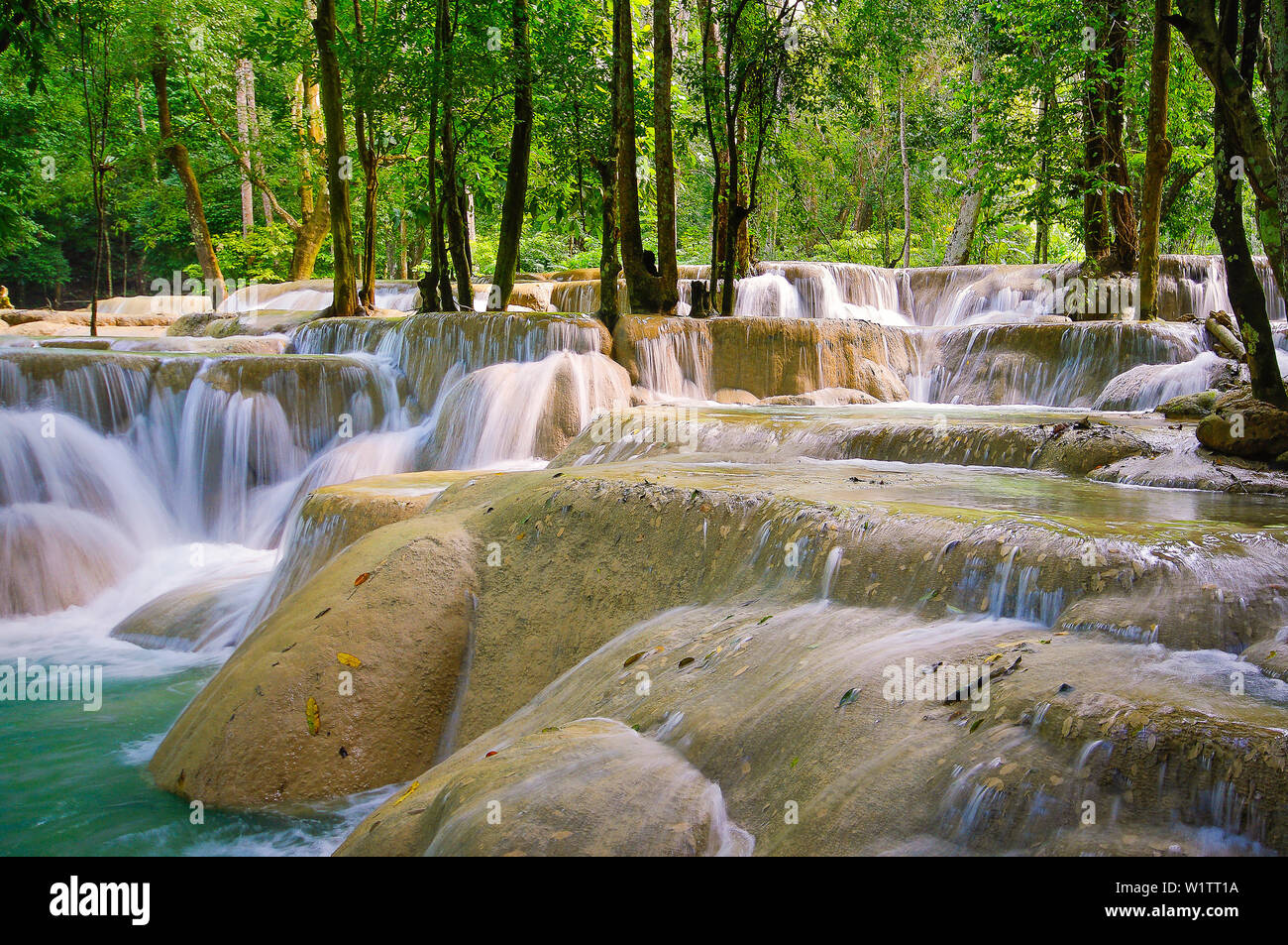 Tad Se waterfall, Houay Se river, Luang Prabang, Laos Stock Photo