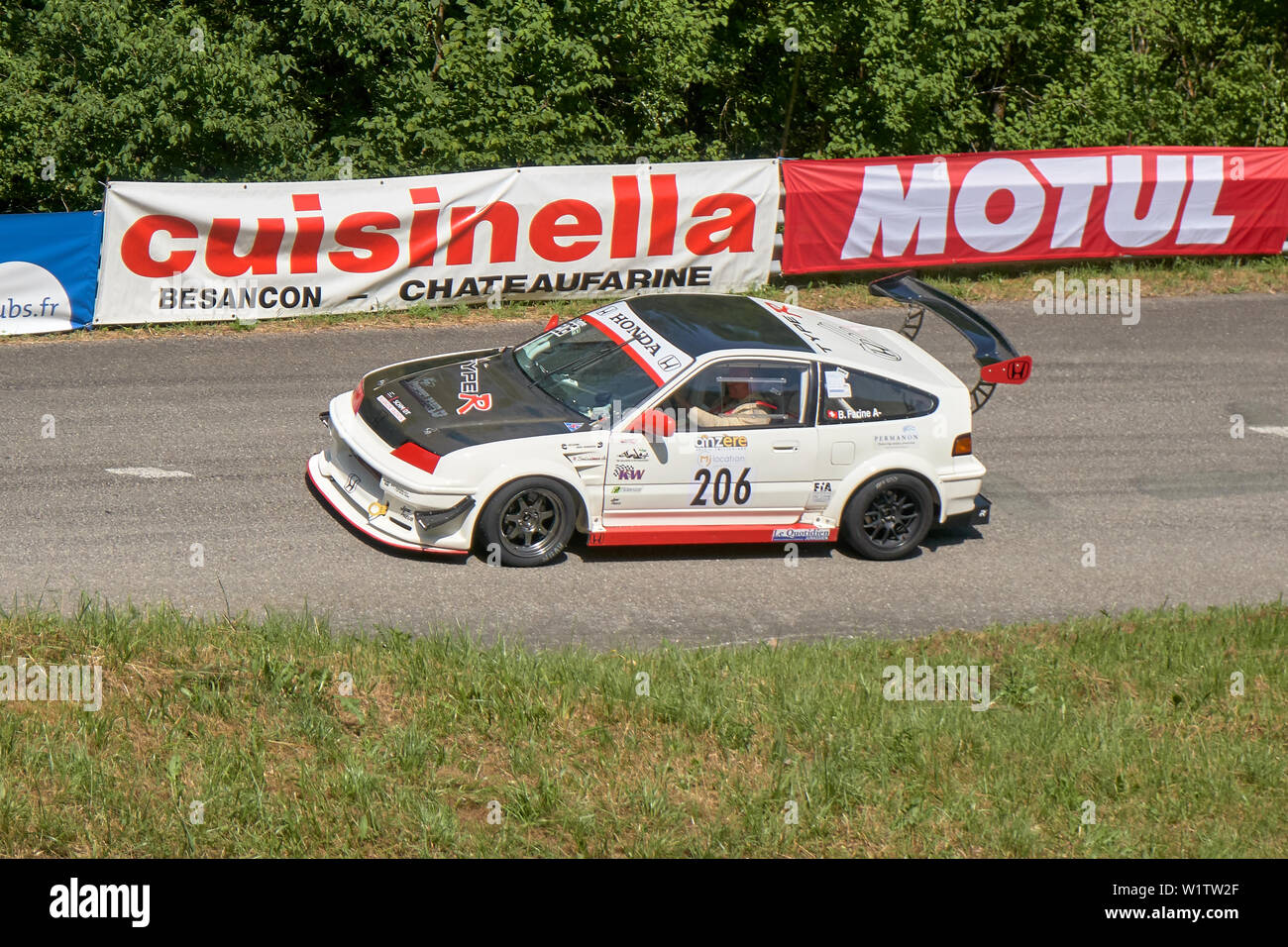 Vuillafans Echevannes - Bourgogne Franche Comté France - June 2019 - Honda CRX Heading Back To The Bottom Of The Hill at French Hill Climb Championshi Stock Photo