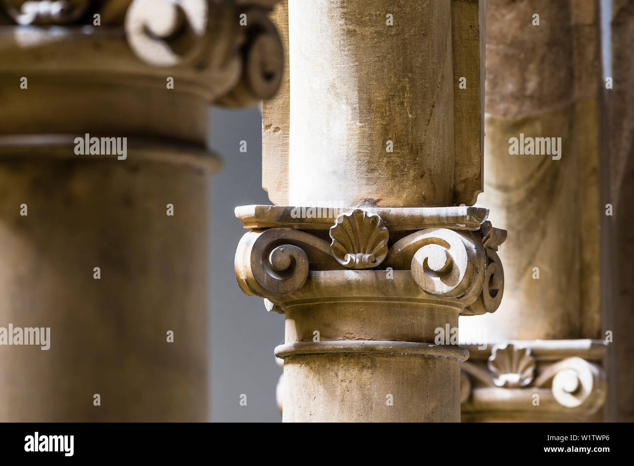 Columns in a manor house, Old Town, Palma de Mallorca, Mallorca, Spain Stock Photo