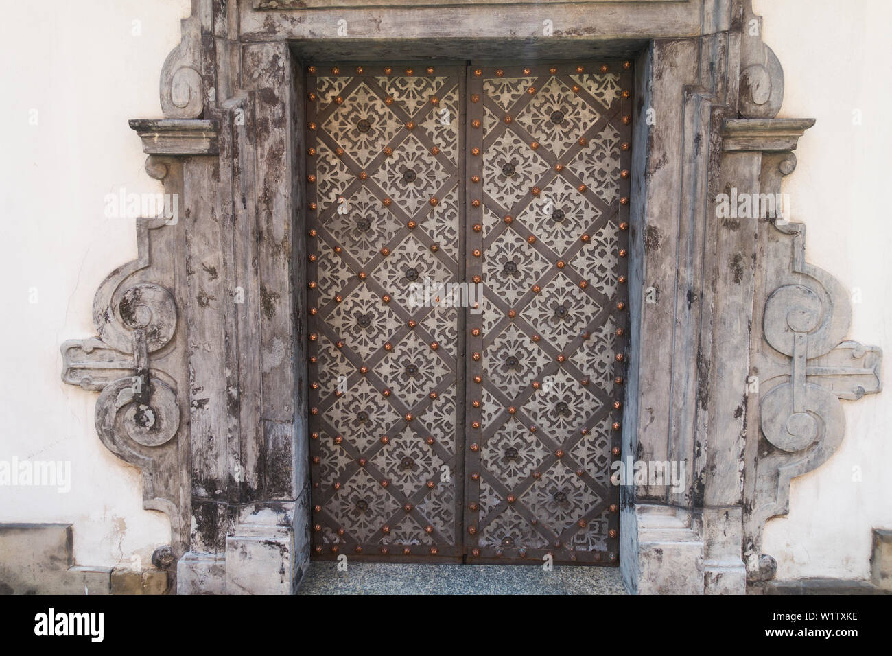 Ancient medieval doors to the Convent of Poor Clares,Krakow,Poland, Europe. Stock Photo
