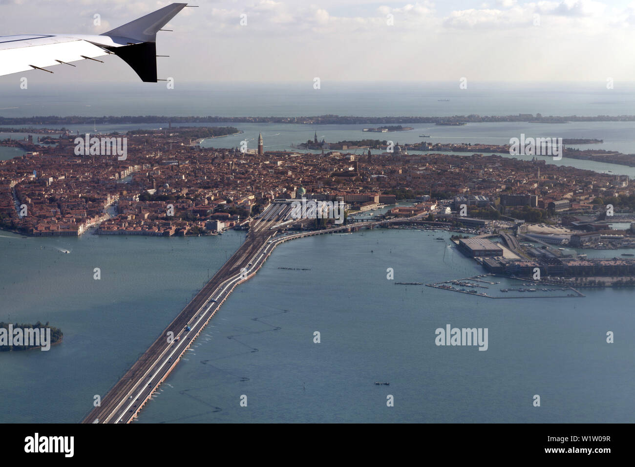 Flying over Venice and the lagoon, landing at Marco Polo Airport, Venice,  Italy Stock Photo - Alamy