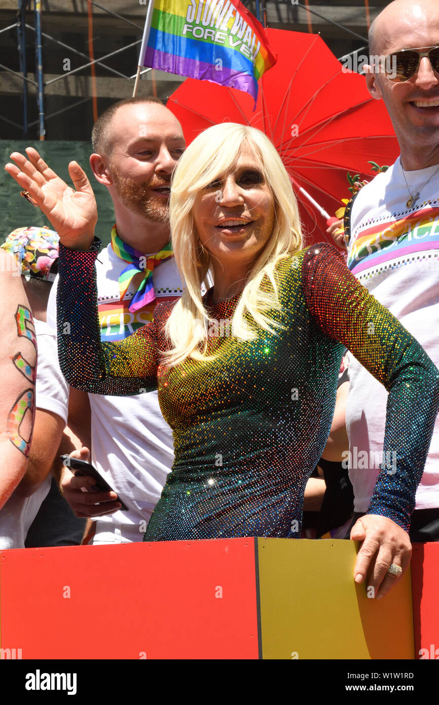 NEW YORK, NY - JUNE 30: Donatella Versace attends the WorldPride NYC 2019  Pride March on June 30, 2019 in New York City Stock Photo - Alamy