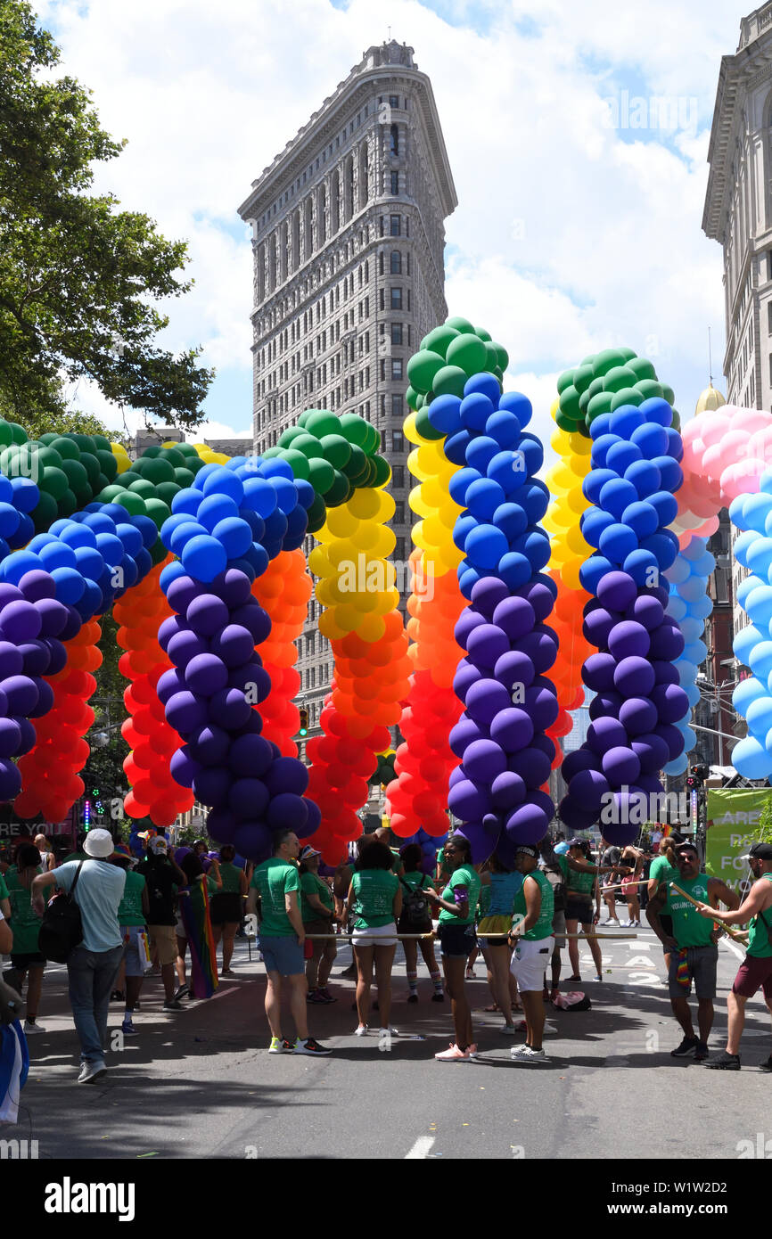 NEW YORK, NY - JUNE 30: Participants take part in the WorldPride NYC 2019 Pride March on June 30, 2019 in New York City. Stock Photo