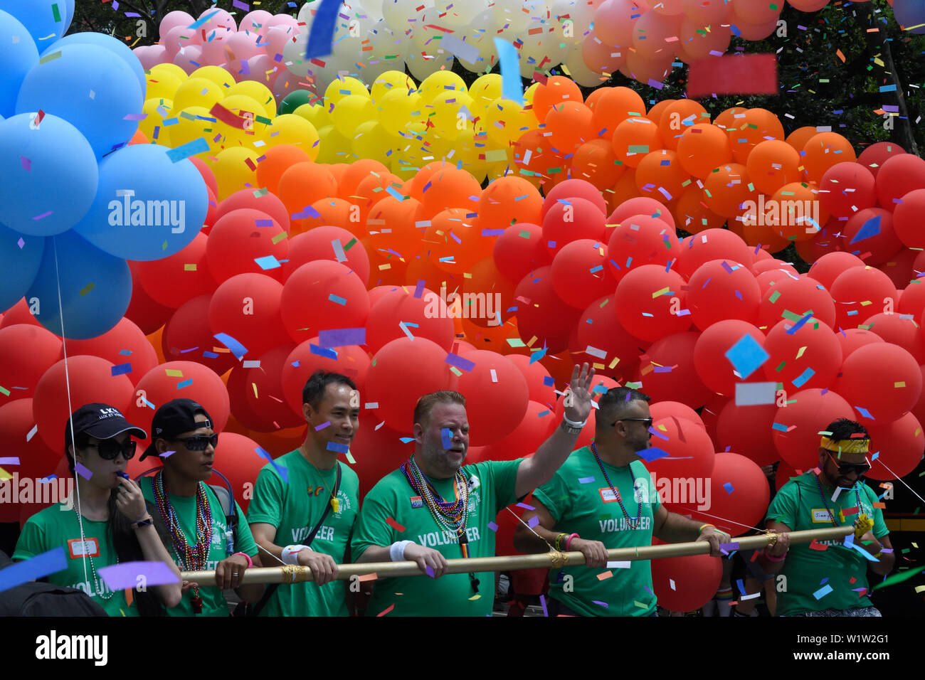 NEW YORK, NY - JUNE 30: Participants take part in the WorldPride NYC 2019 Pride March on June 30, 2019 in New York City. Stock Photo