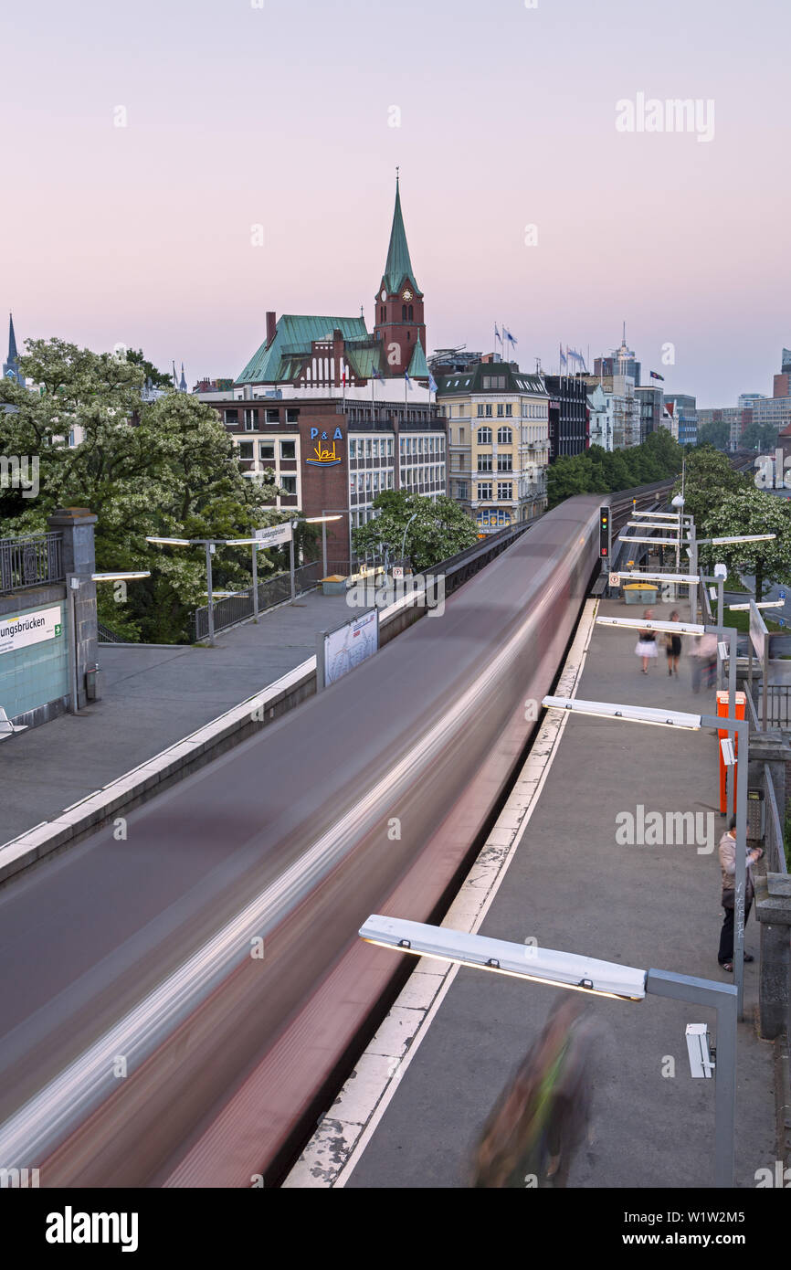 Train station Landungsbrücken of Hamburger Hochbahn of public traffic