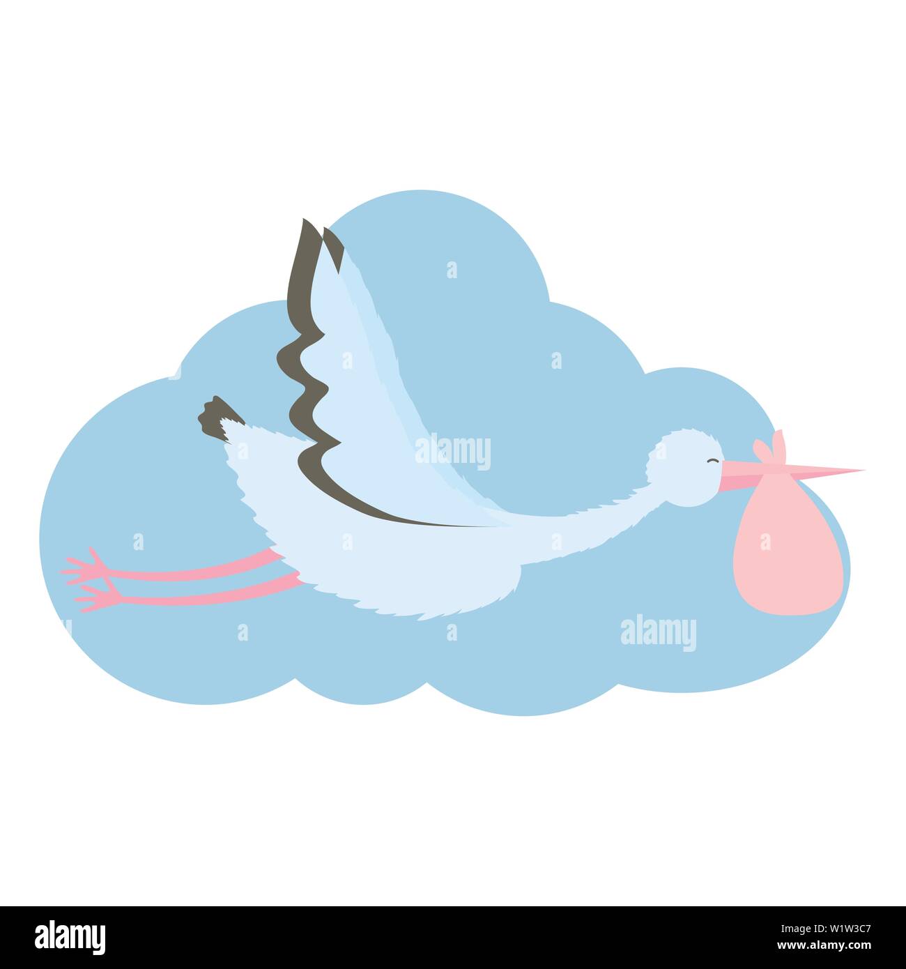 stork bird flying with bag in cloud vector illustration design Stock ...