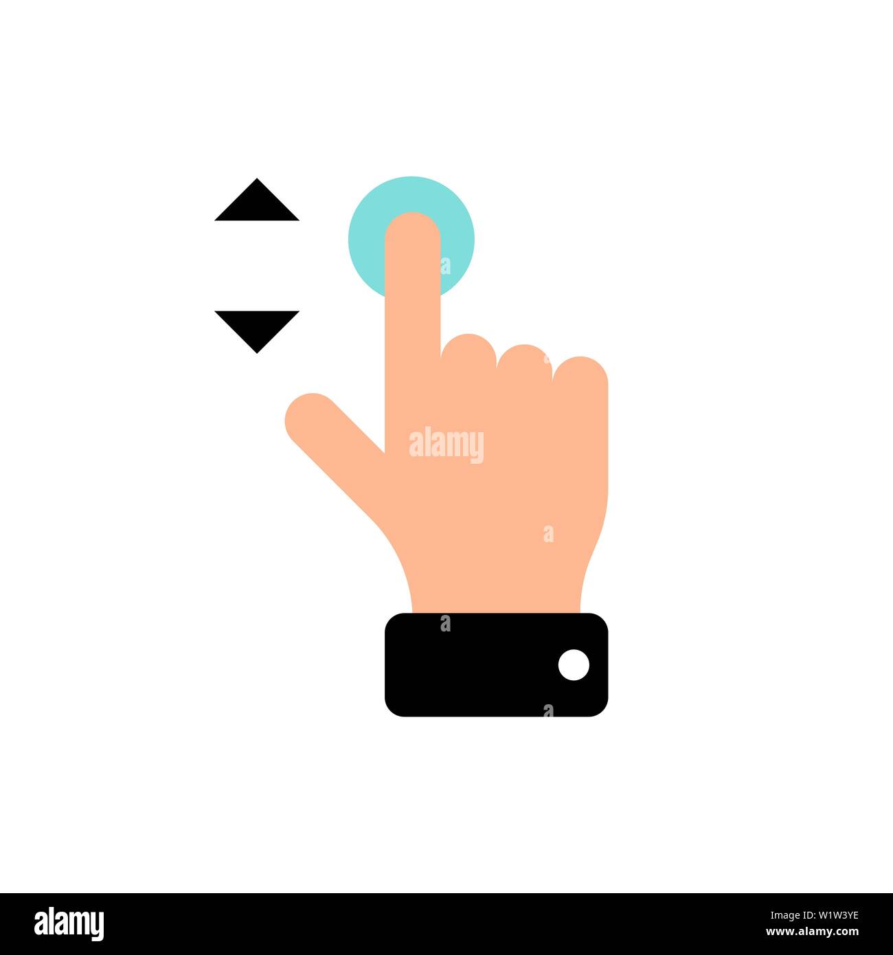 Vector touch screen gesture swipe up and down hand finger press icon. Flat eps illustration Stock Vector