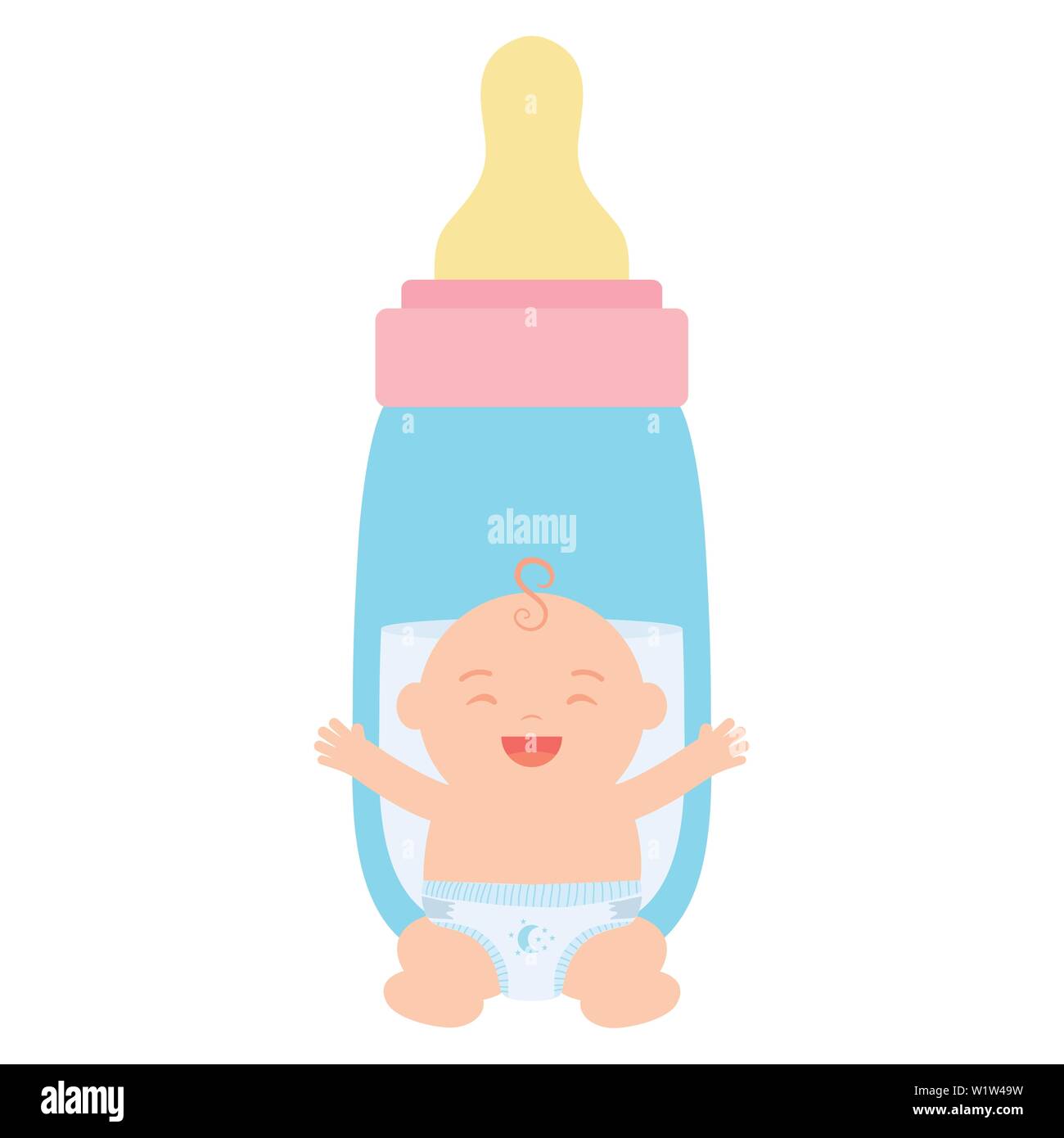 cute little baby boy with bottle milk vector illustration design Stock ...