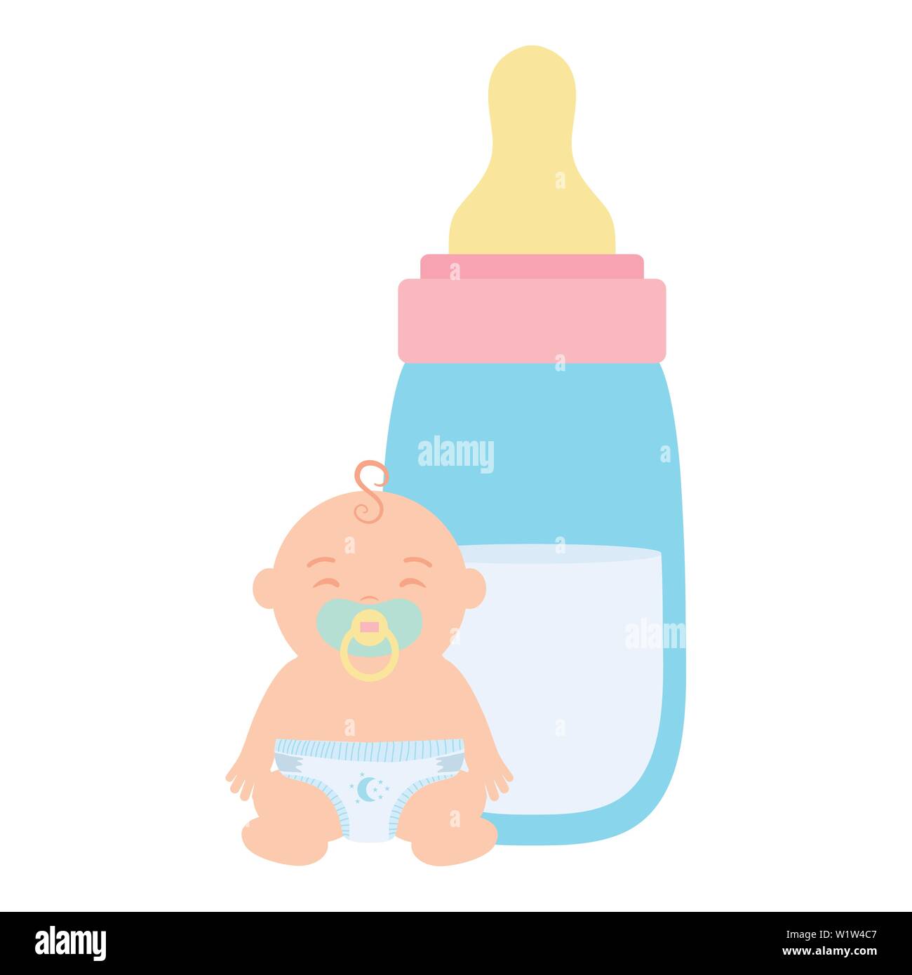 cute little baby boy with bottle milk vector illustration design Stock ...