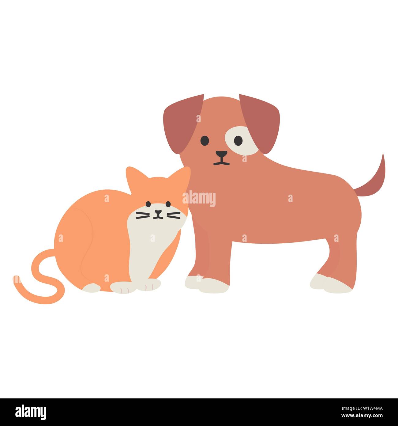 cute cat and dog mascots adorables characters vector illustration