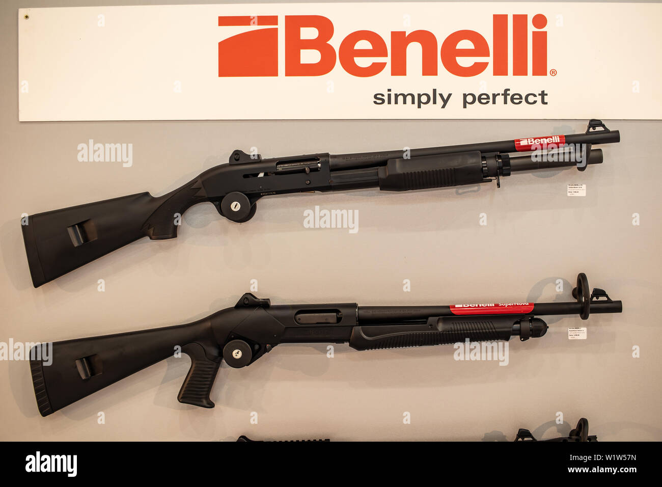 Poznan, Poland, Feb 2019 Benelli shotguns, manufactured by Italian