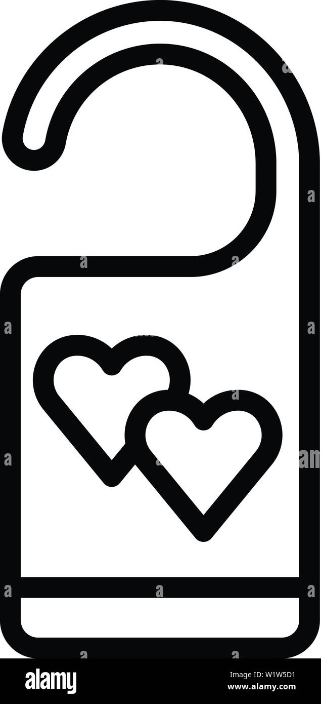 Honeymoon door tag icon, outline style Stock Vector
