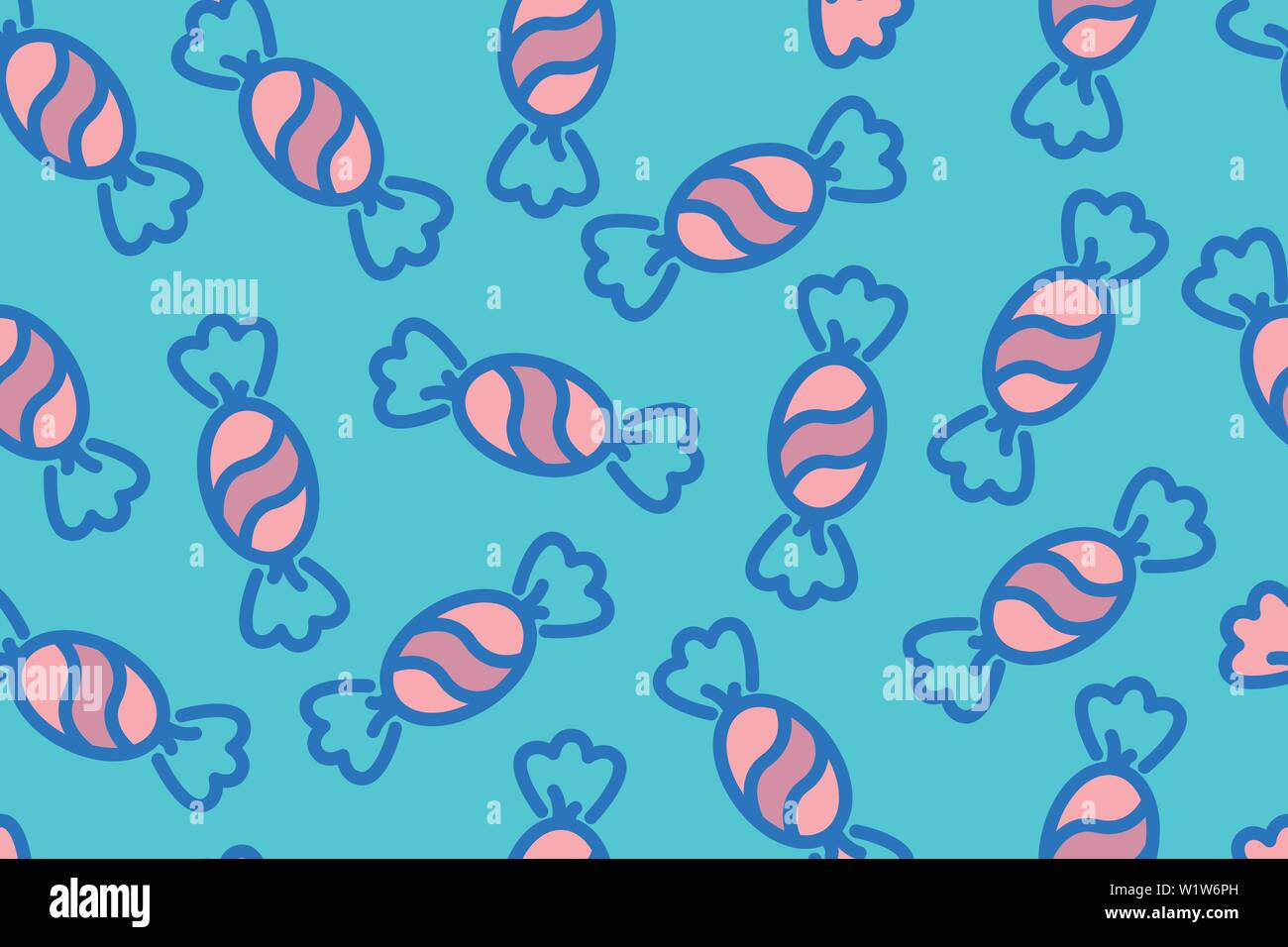 Seamless Texture Background With Candies On Dark Aquamarine Color