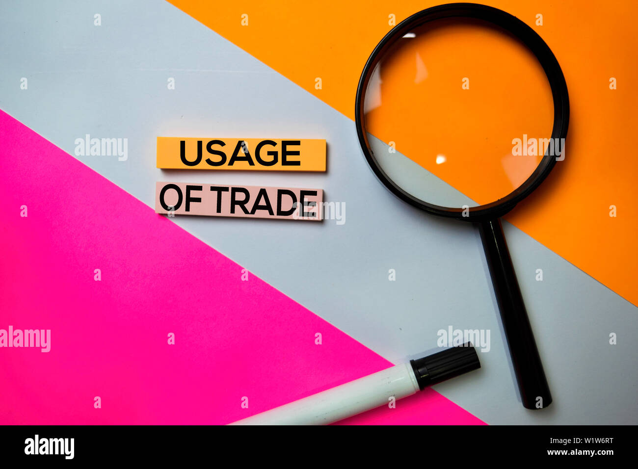 Usage of Trade text on sticky notes with color office desk concept ...