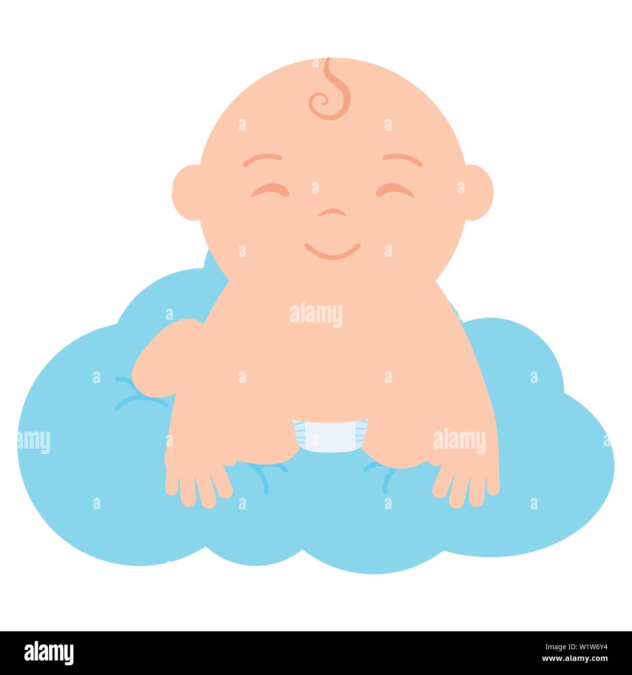 cute little baby boy floating in cloud vector illustration design Stock ...