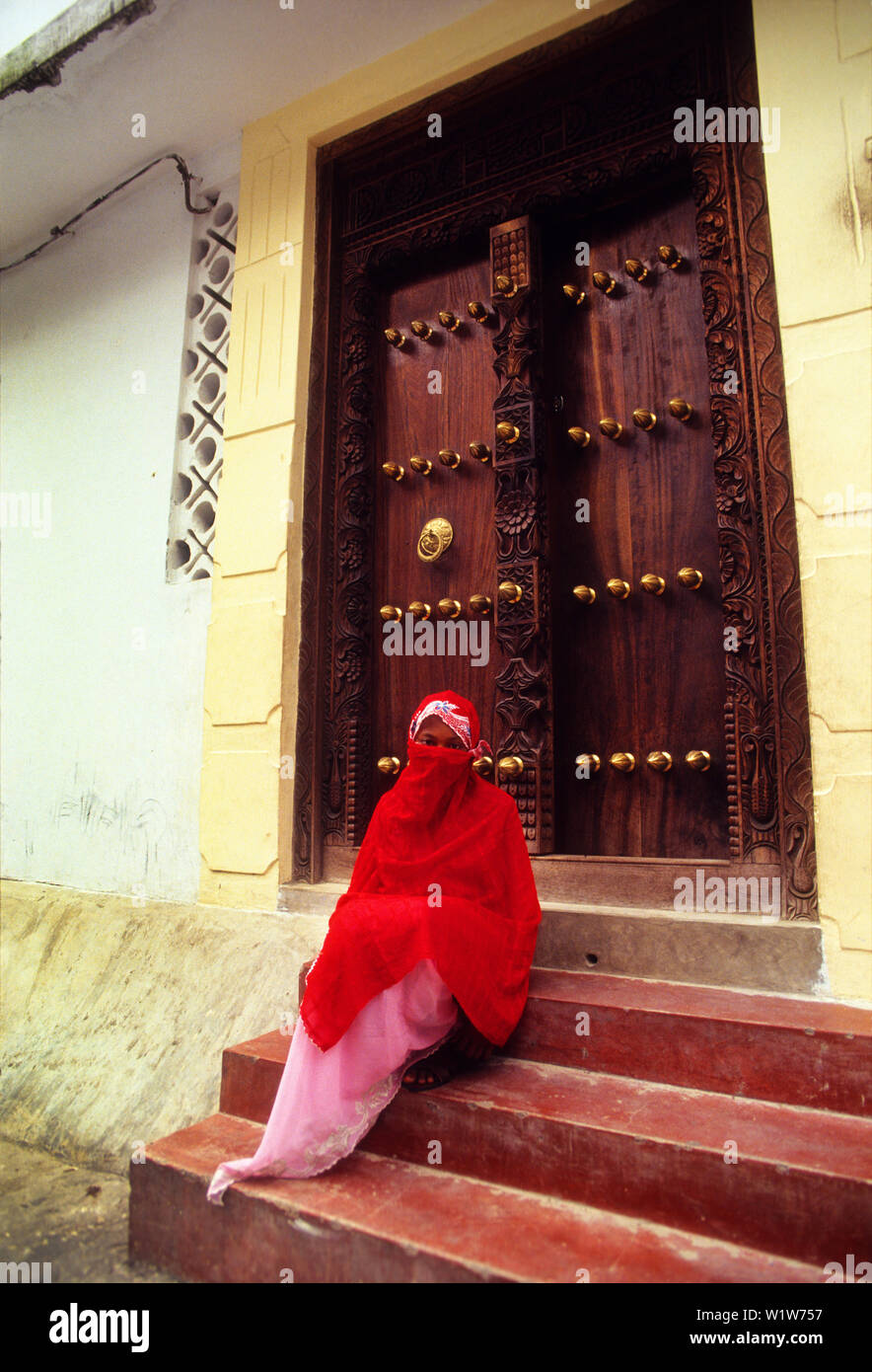 Zanzibar Door Woman Stock Photos Zanzibar Door Woman Stock - 