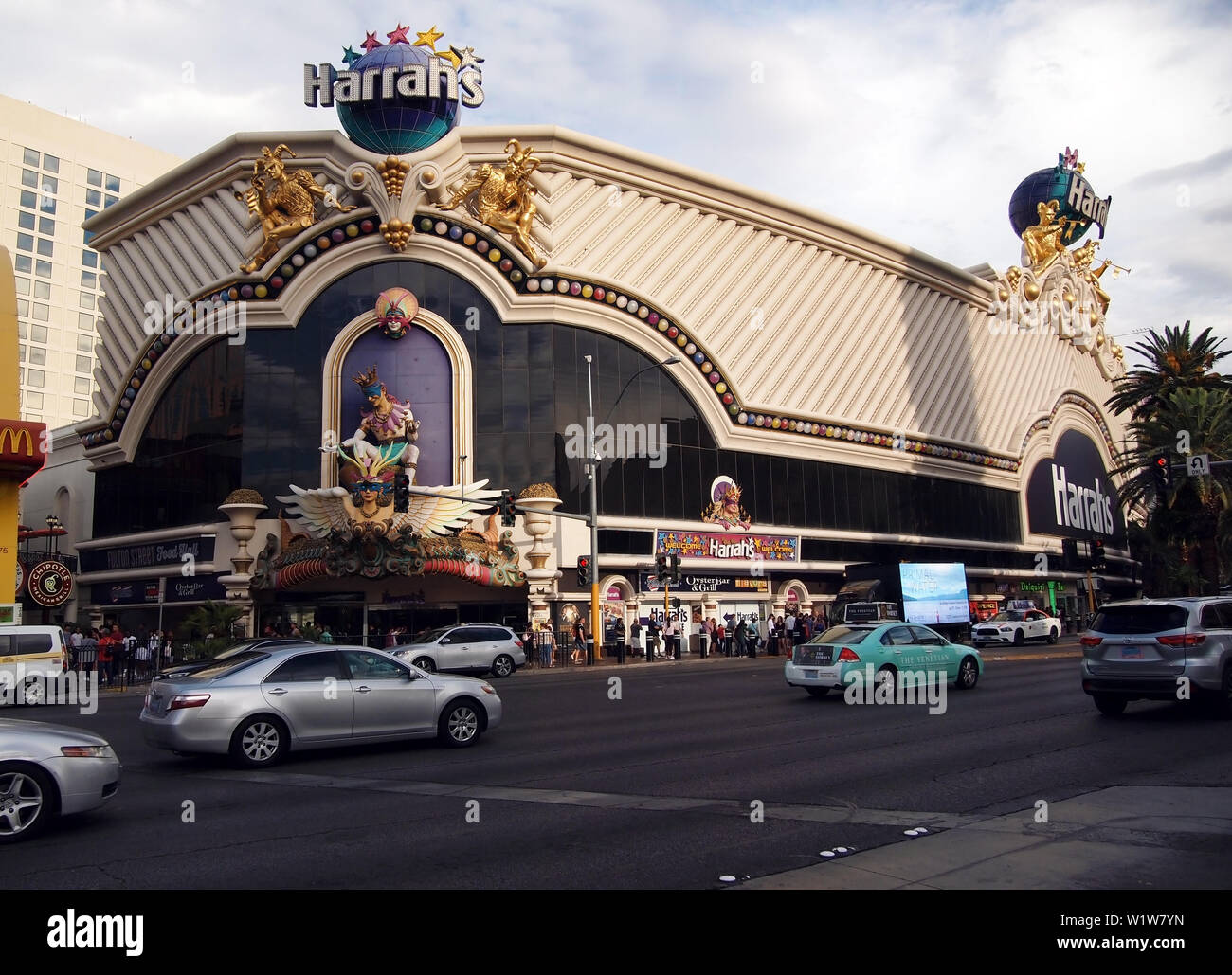 LAS VEGAS, NEVADA - JULY 21, 2018: The Harrah's Casino and Resort in Las Vegas, when it boasted a colorful Mardi Gras Carnival theme, from 1992 until Stock Photo