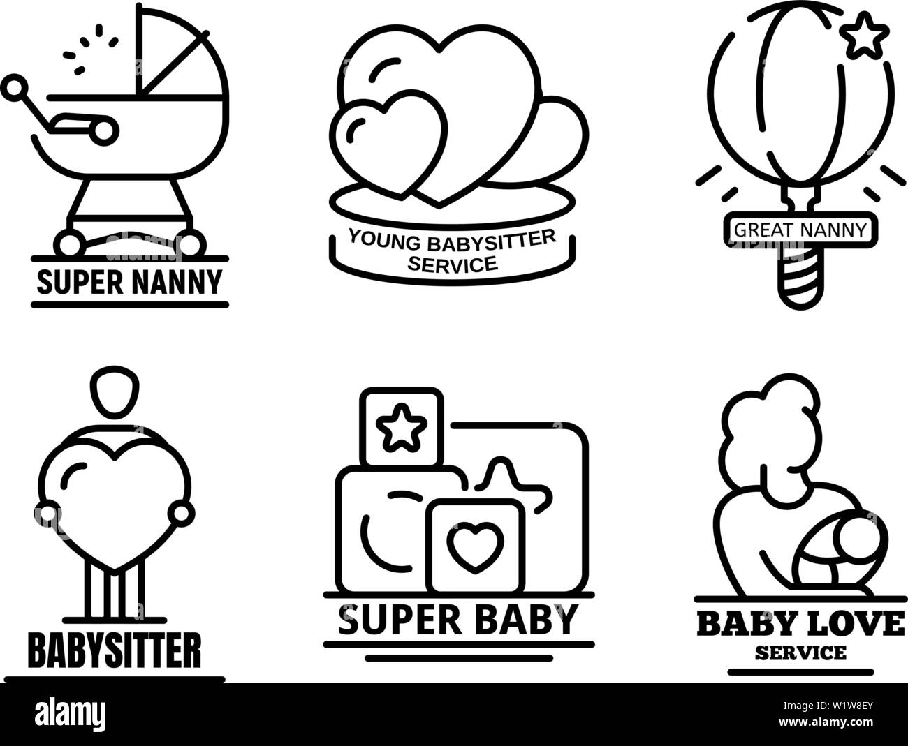 Modern Babysitter Logo Set Outline Style Stock Vector Image Art Alamy