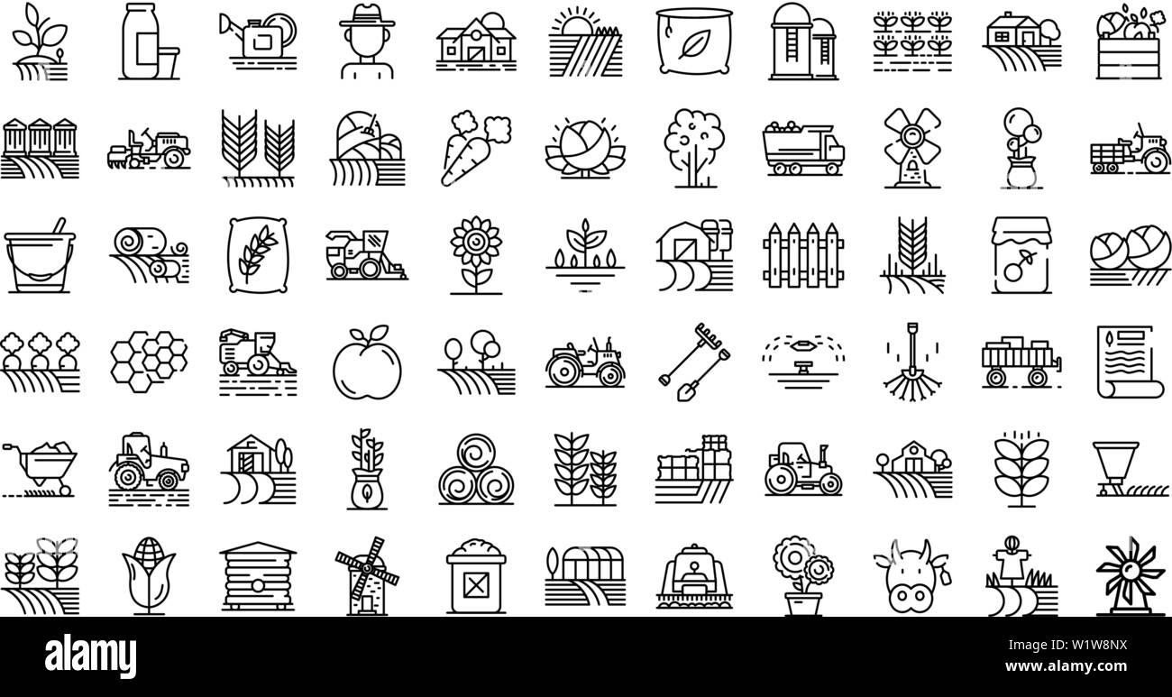 Farmer icons set, outline style Stock Vector Image & Art - Alamy