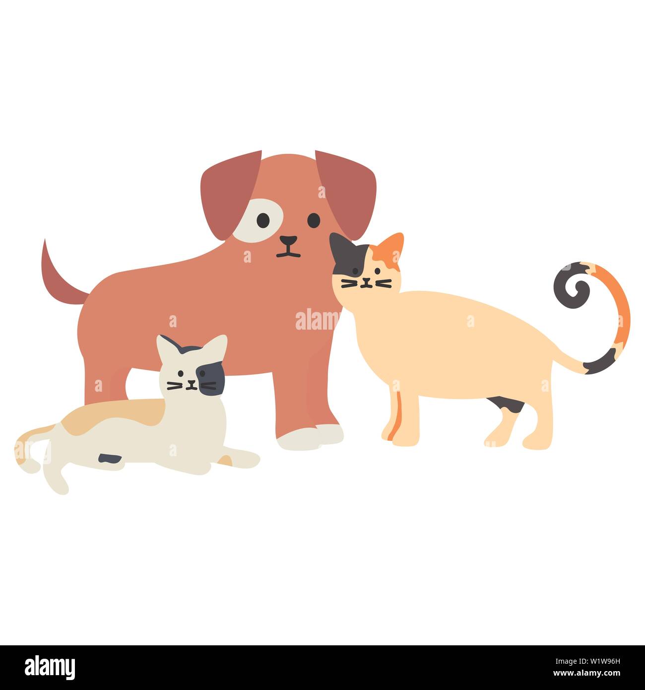 cute cats and dog mascots adorables characters vector illustration ...