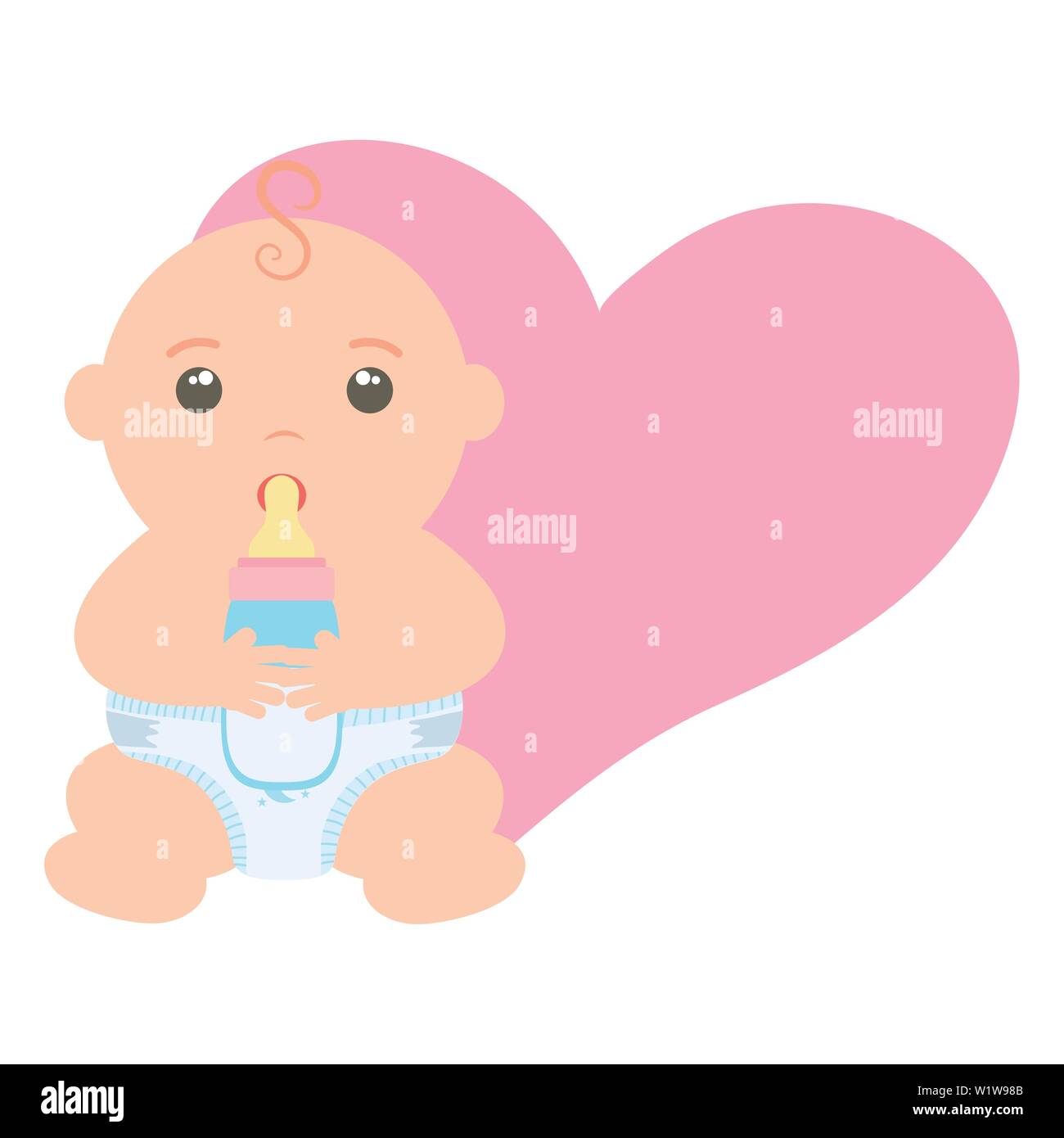 cute little baby boy with bottle milk vector illustration design Stock ...