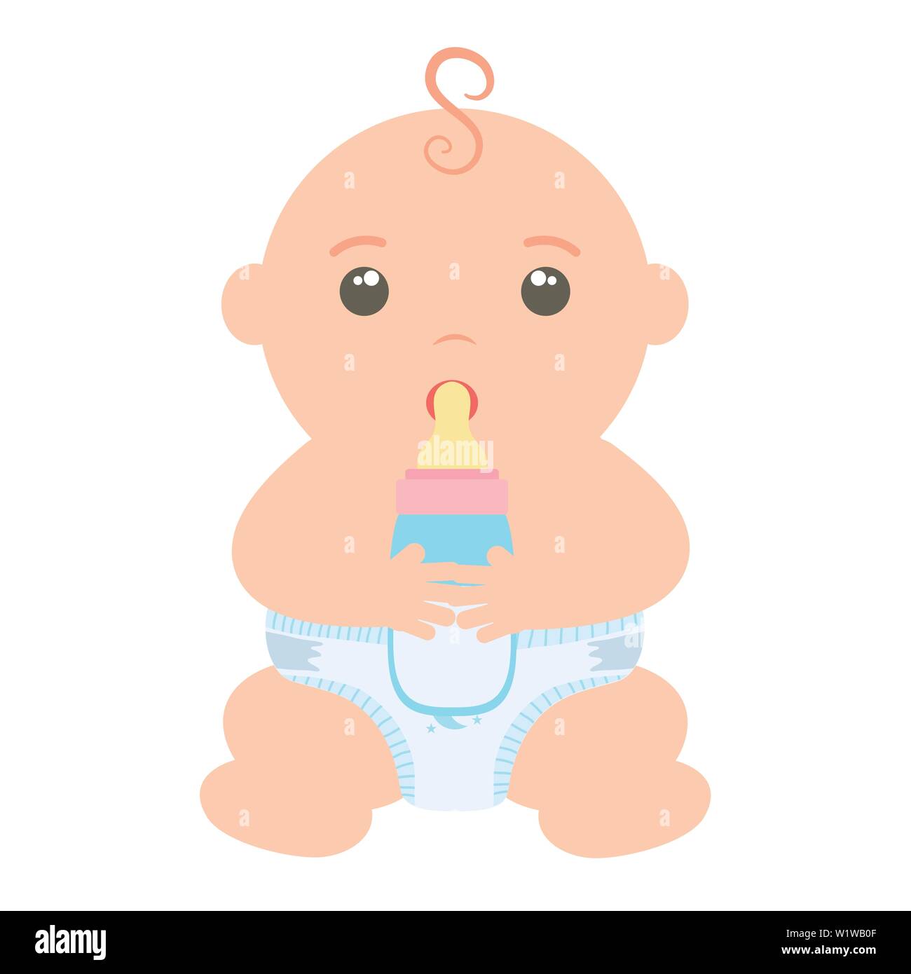 cute little baby boy with bottle milk vector illustration design Stock ...