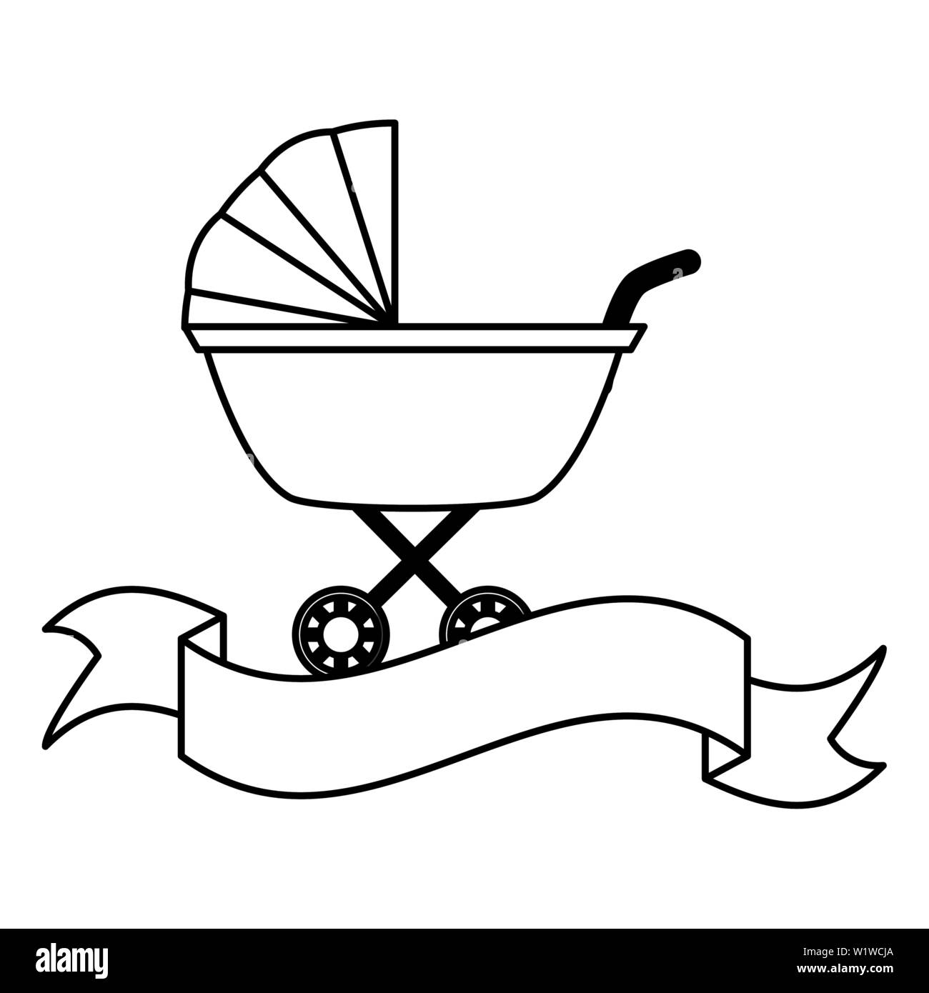 Baby Carriage Decoration Baby Shower Card Stock Vector Art