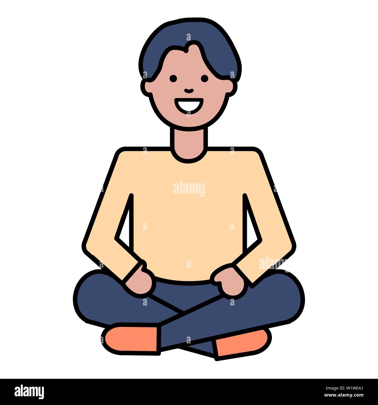 happy young man with lotus position vector illustration design Stock ...