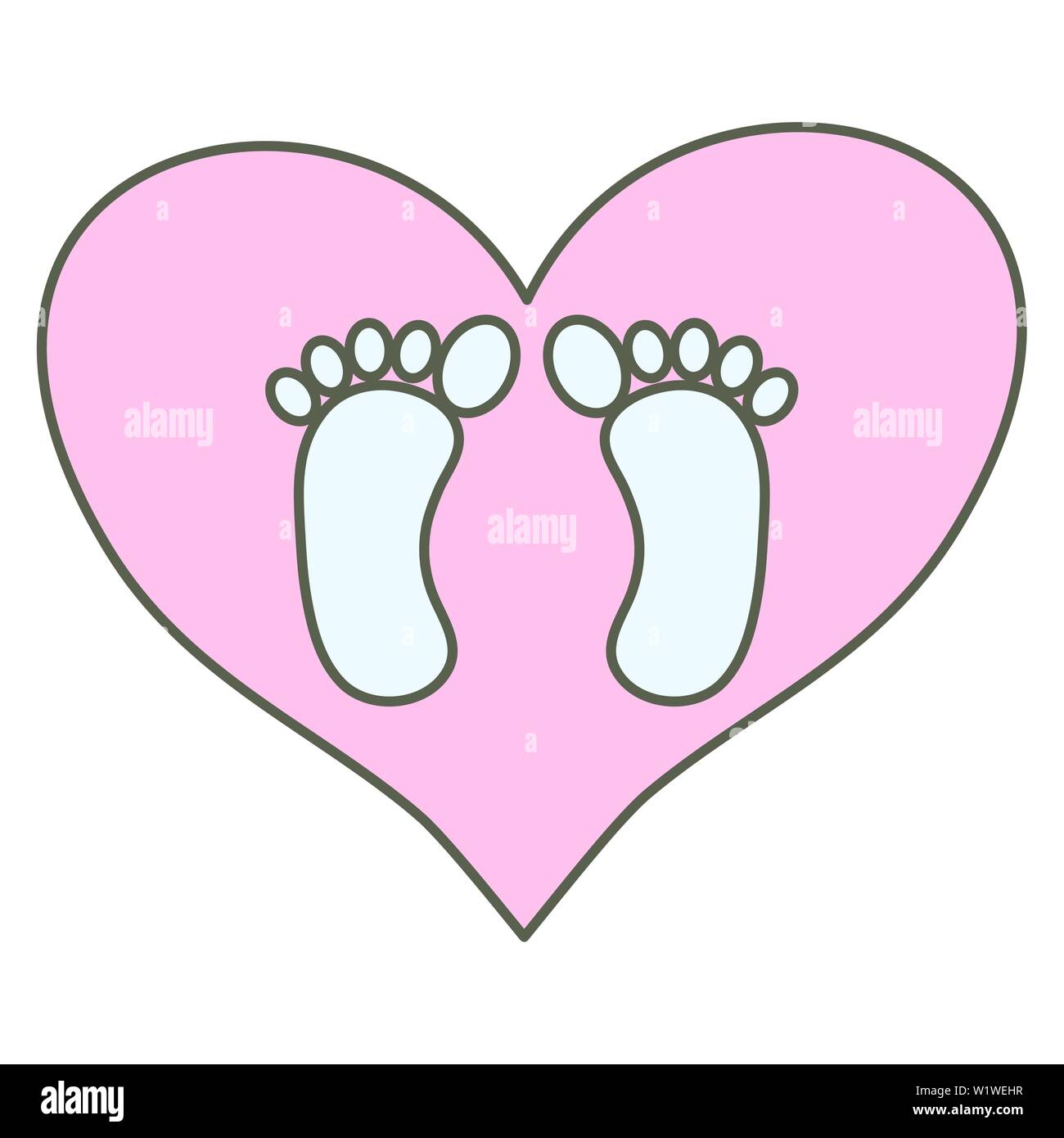 baby foot prints in heart love vector illustration design Stock Vector ...