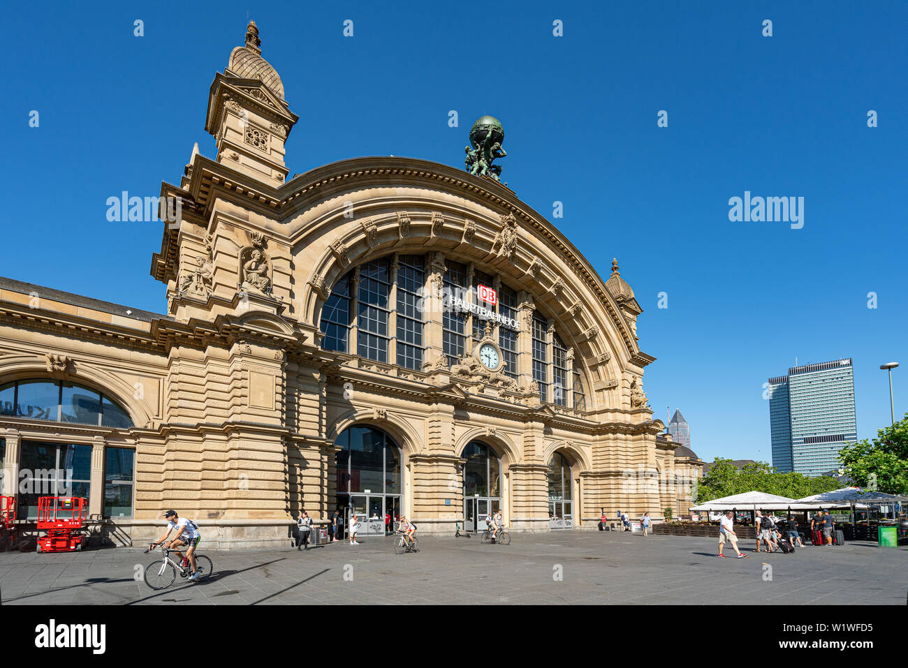 Frankfurt, Germany. July 2019.   the facade of the Frankfurt Hauptbahnhof railway station building Stock Photo