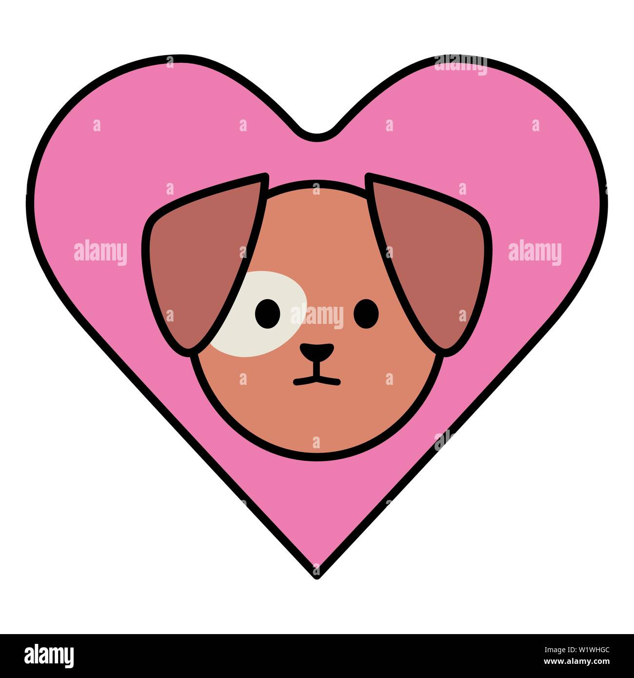 little dog adorable mascot head in heart vector illustration design ...
