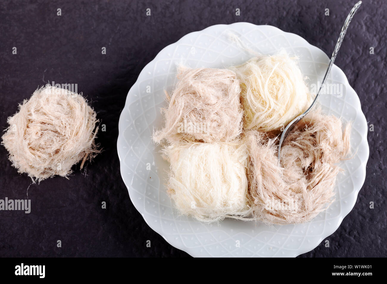 Turkish Traditional Dessert Pismaniye, Cotton Candy Stock Photo - Alamy