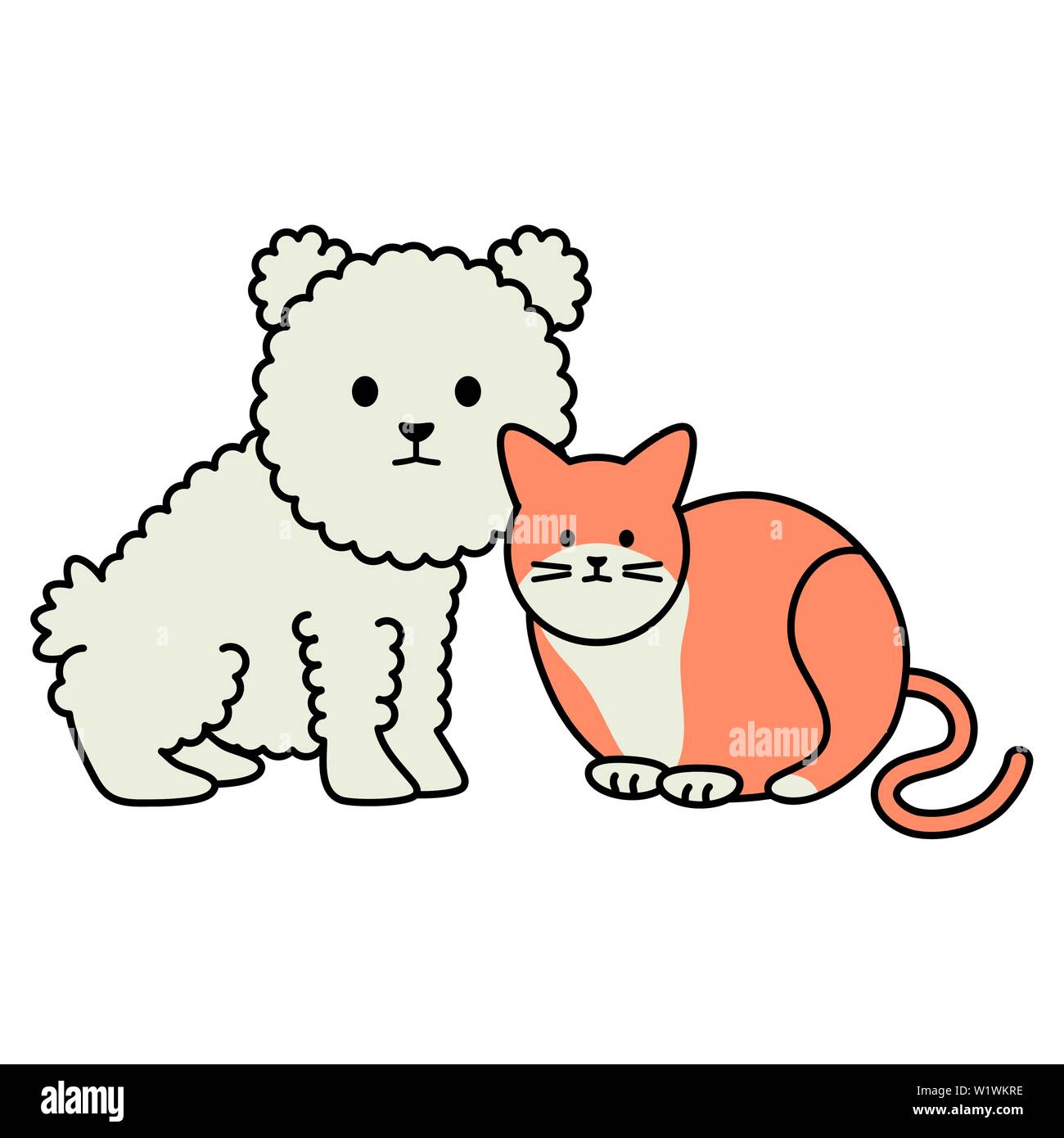 cute cat and dog mascots adorables characters vector illustration