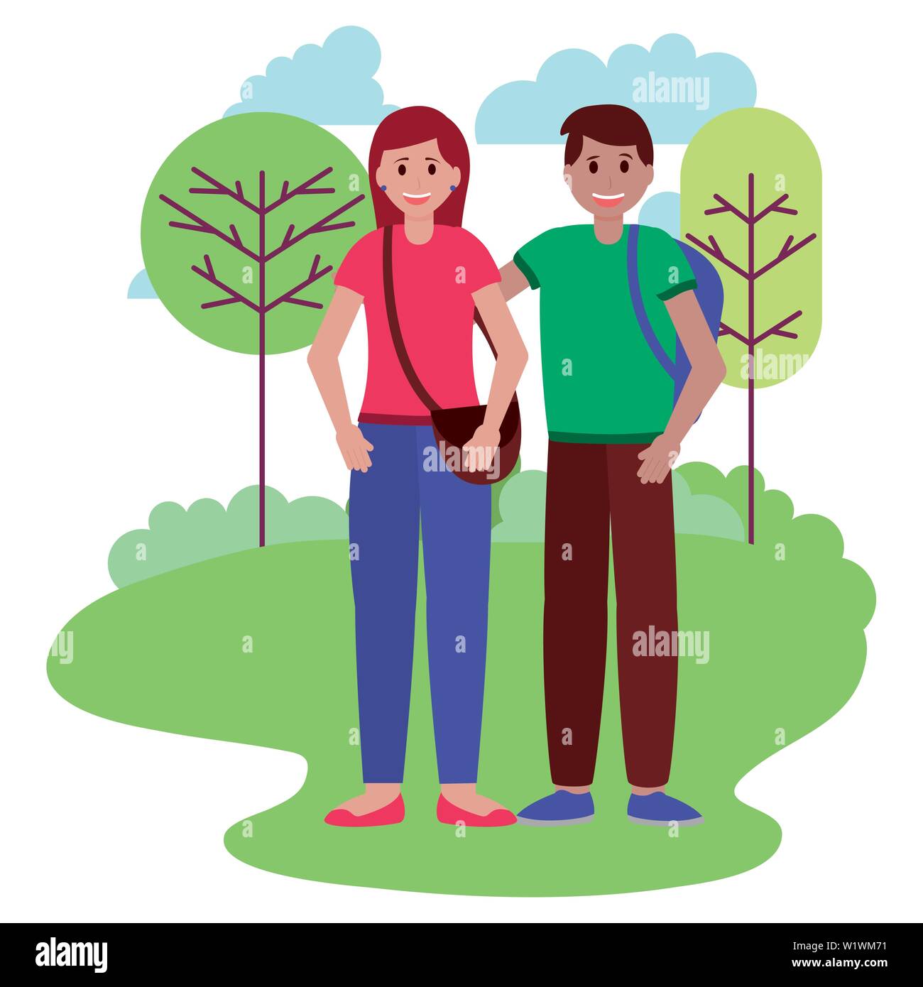 happy young people natural outdoors Stock Vector Image & Art - Alamy