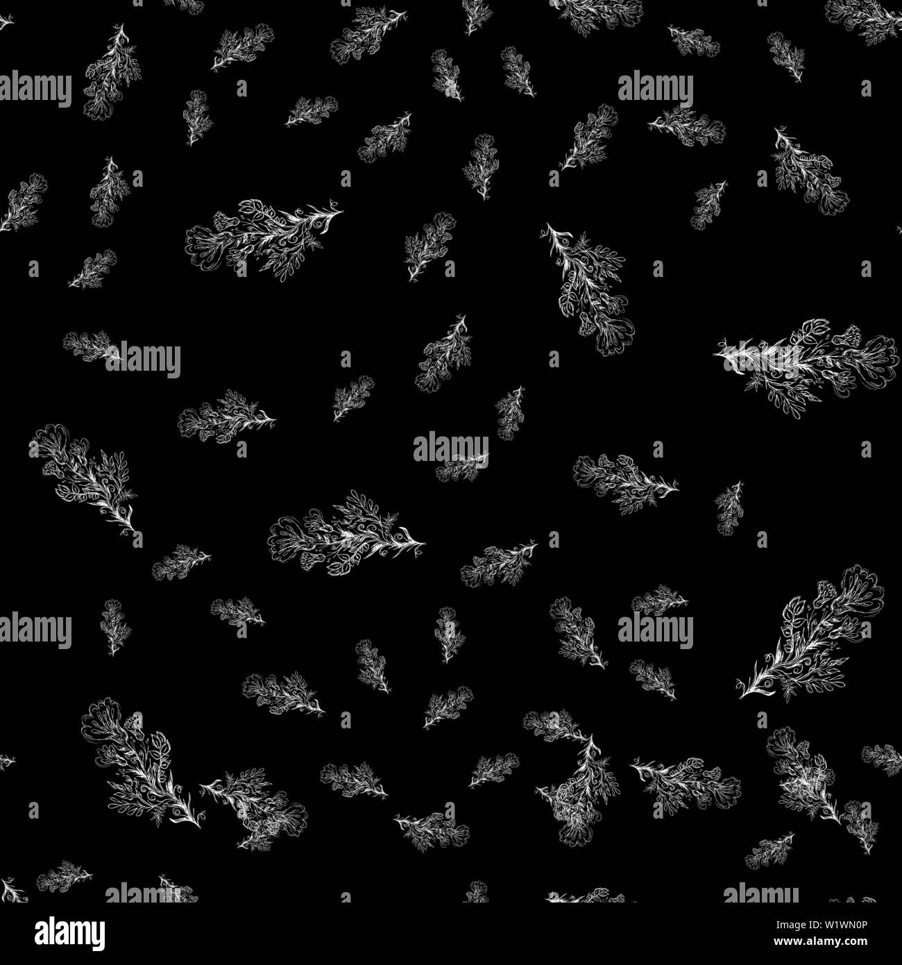 Seamless pattern with wildflowers on black background for print design ...