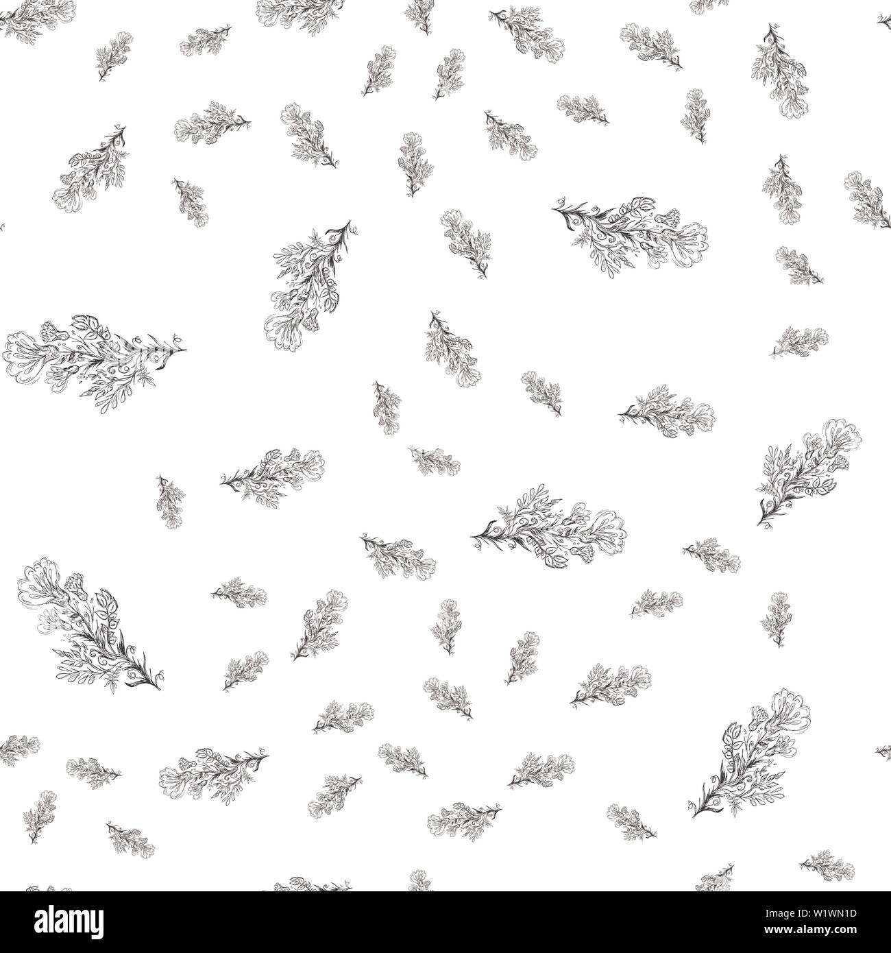 Seamless pattern with wildflowers on white background for print design ...