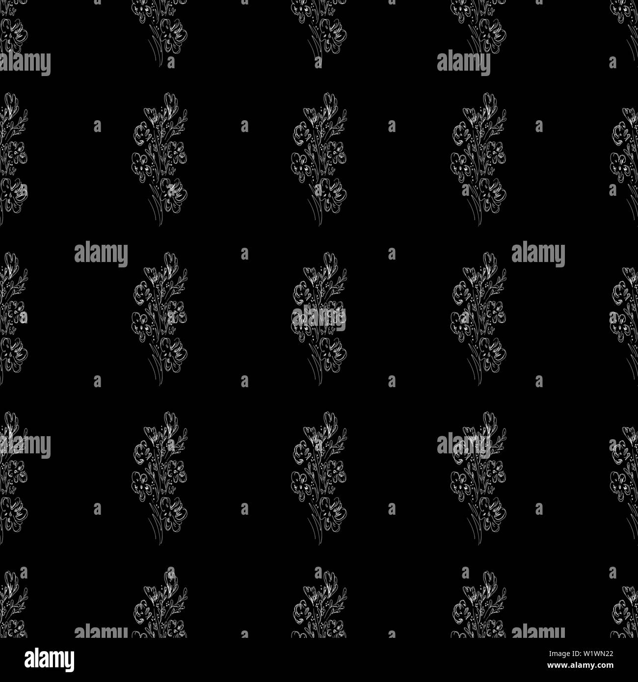 Seamless pattern with wildflowers on black background for print design ...