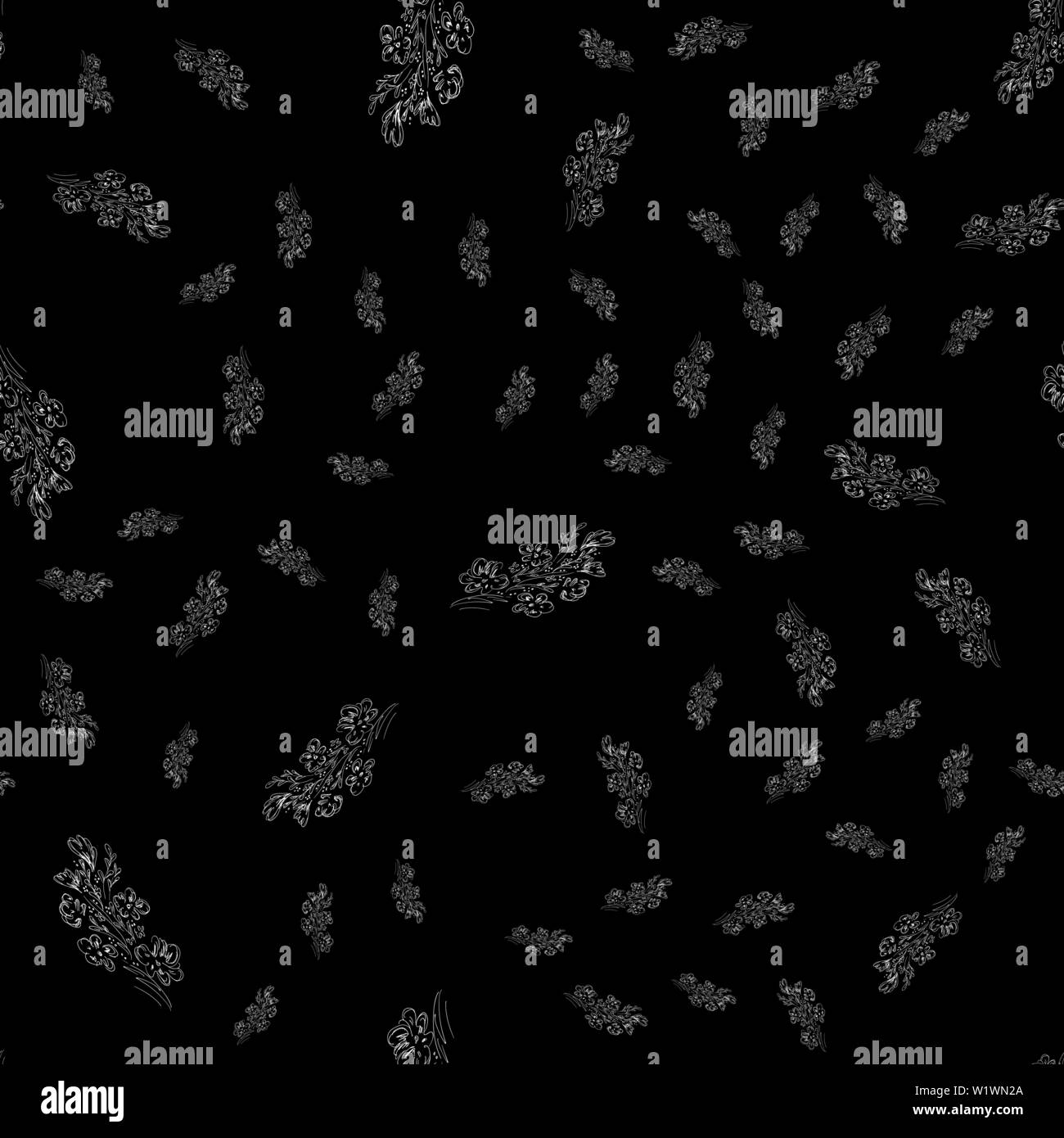 Seamless pattern with wildflowers on black background for print design ...