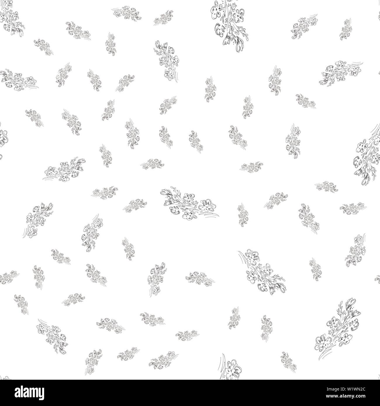 Seamless pattern with wildflowers on white background for print design ...