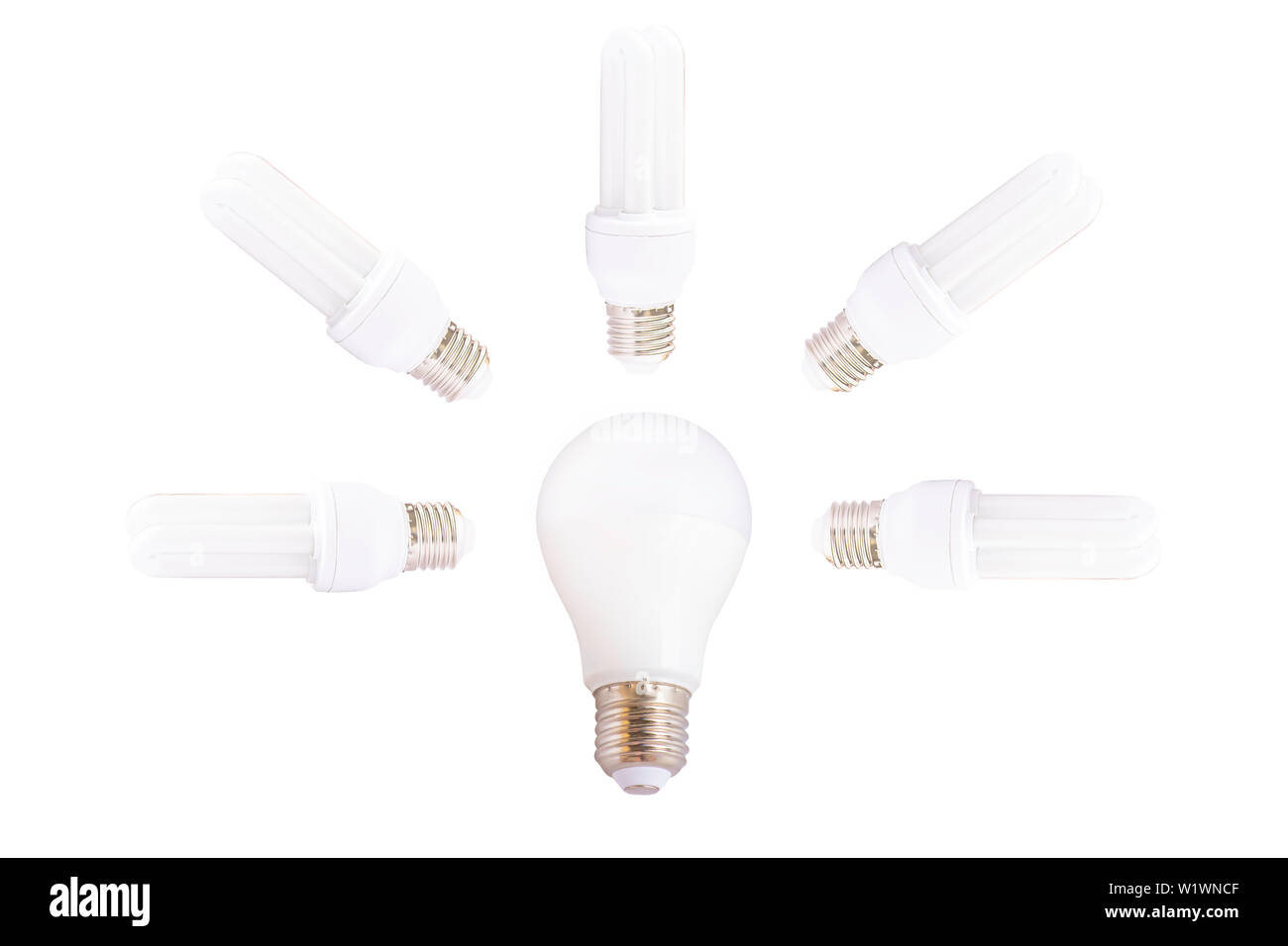 LED bulbs on a white background with clipping path. Stock Photo
