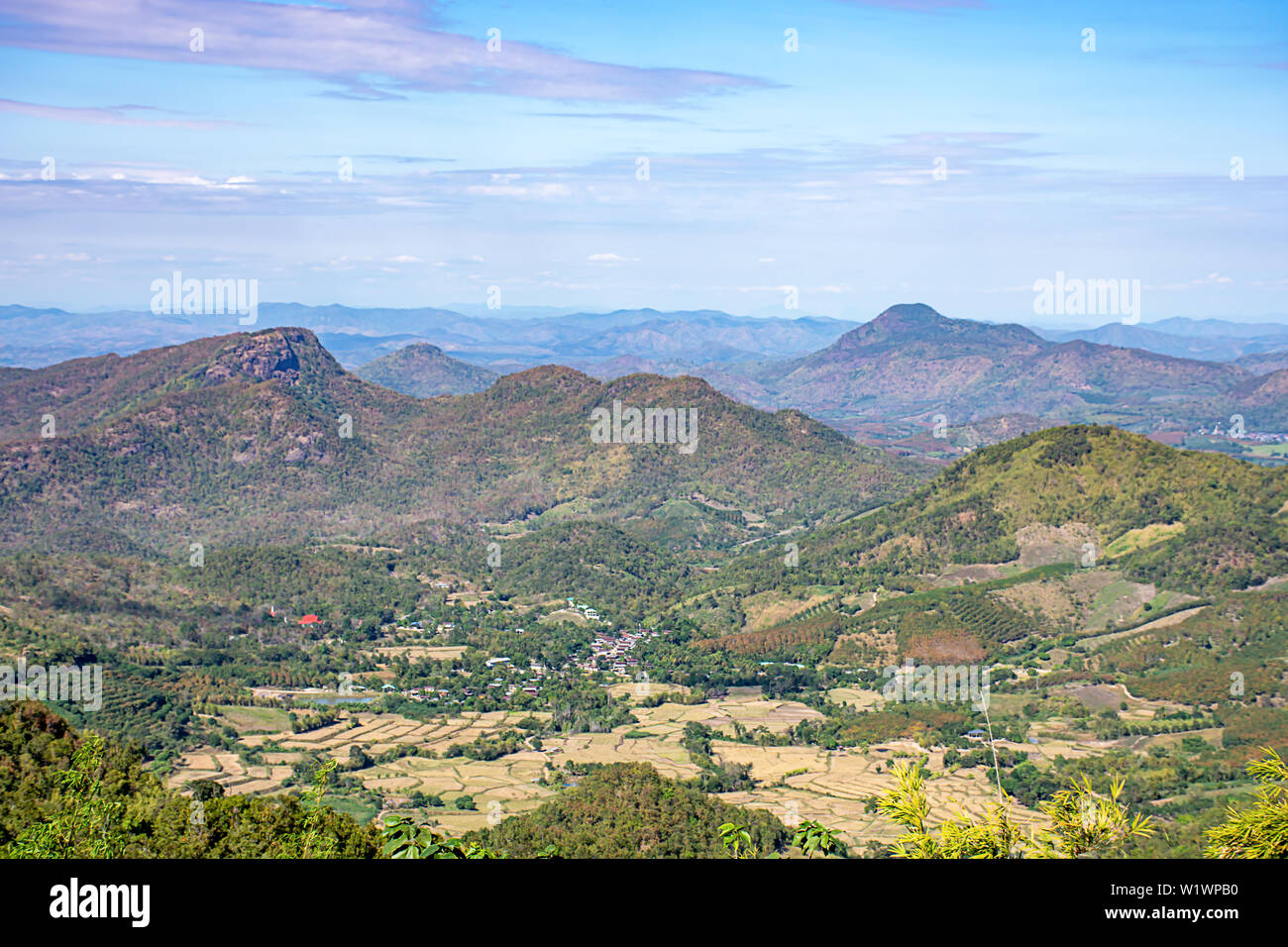 The beauty of mountains and Cityscape at Phu Rua , Loei in Thailand. Stock Photo