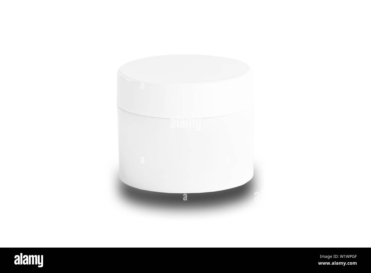White cosmetic jar on a white background with clipping path. Stock Photo