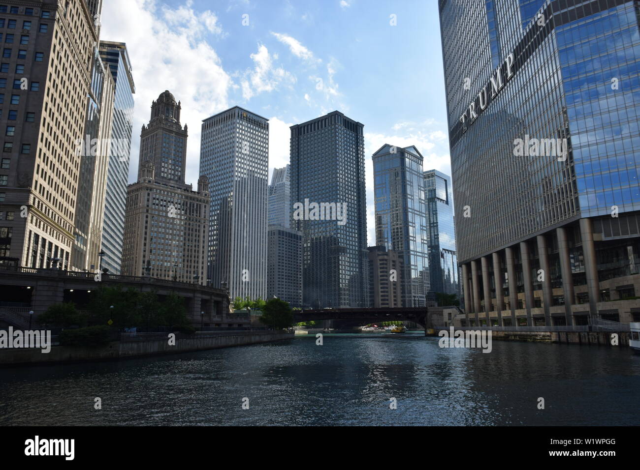 View from the Chicago River of Chicago Buildings Stock Photo - Alamy