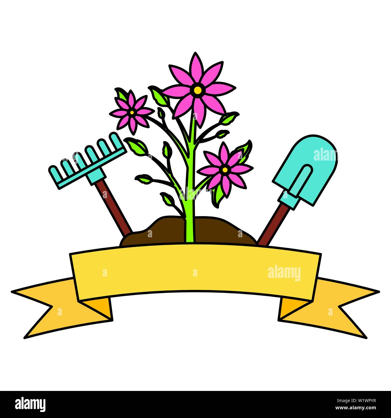 tools decoration gardening flat design Stock Vector Image & Art - Alamy